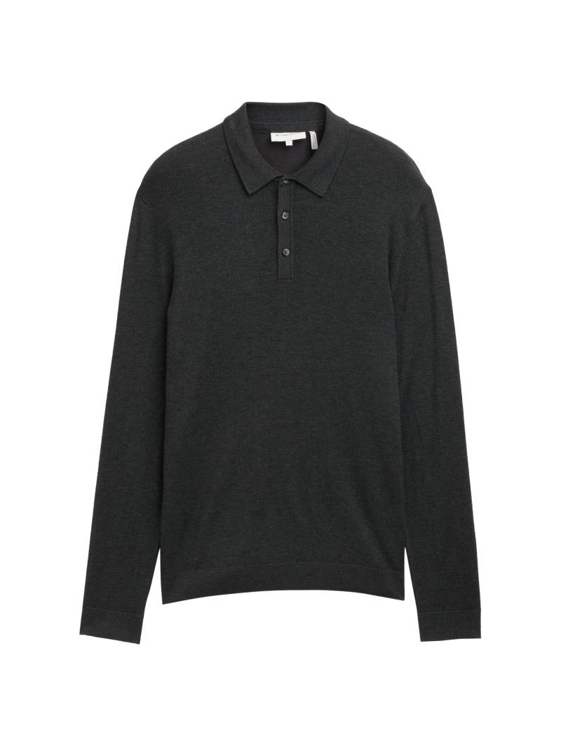 Tom Tailor - Strick-Poloshirt aus Viskose black grey melange - Gr. - M von Tom Tailor