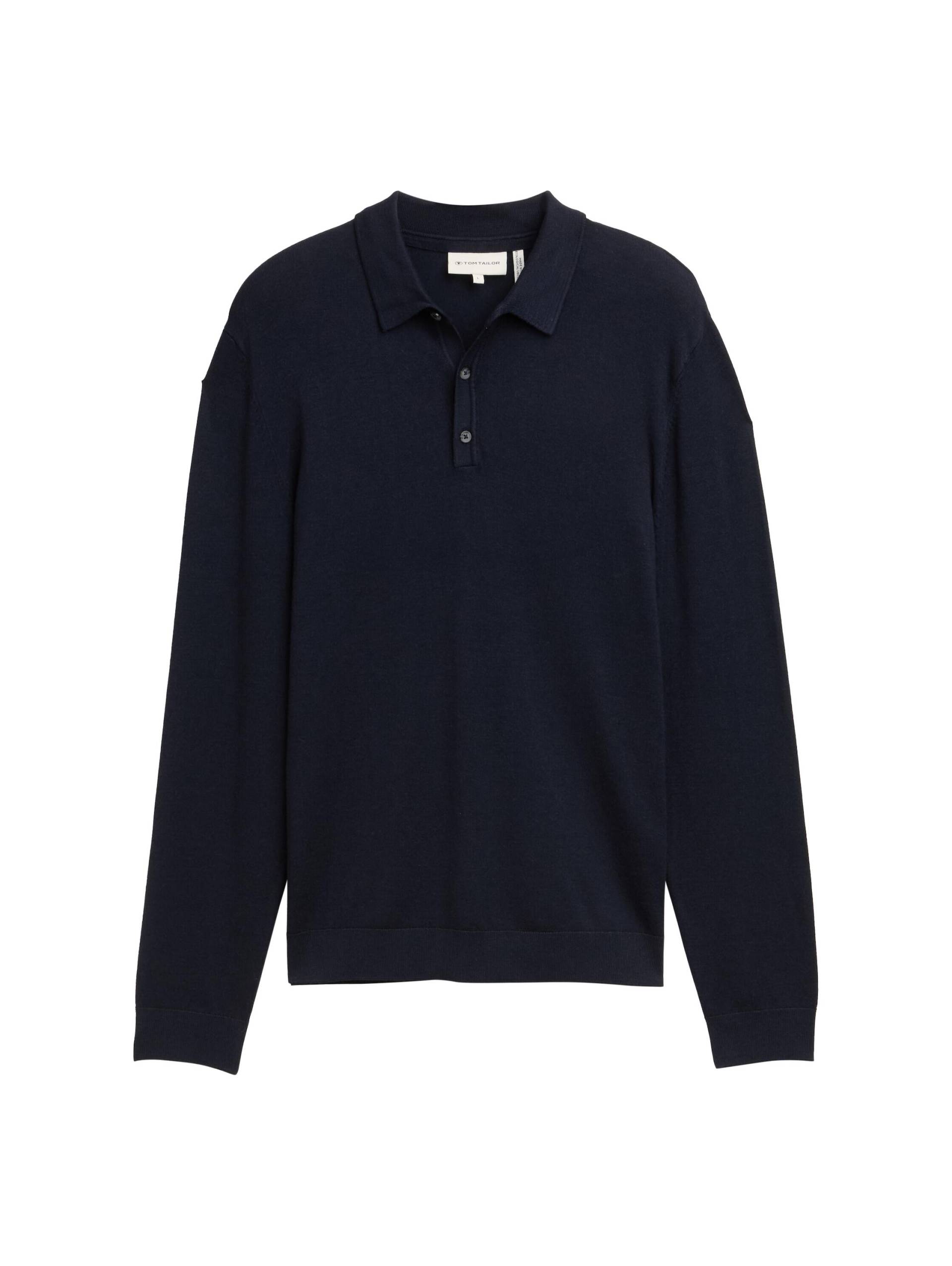 Tom Tailor - Strick-Poloshirt aus Viskose knitted navy melange - Gr. - XL von Tom Tailor