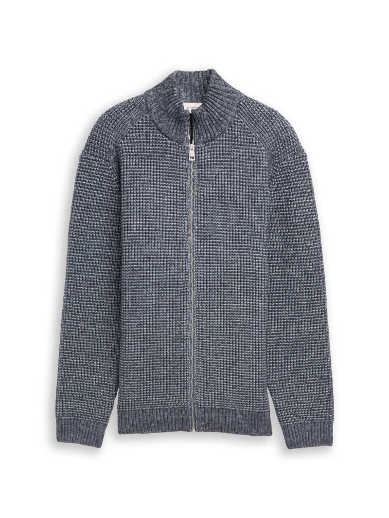 Tom Tailor - Strickjacke mit Reißverschluss navy melange white core - Gr. - XL von Tom Tailor