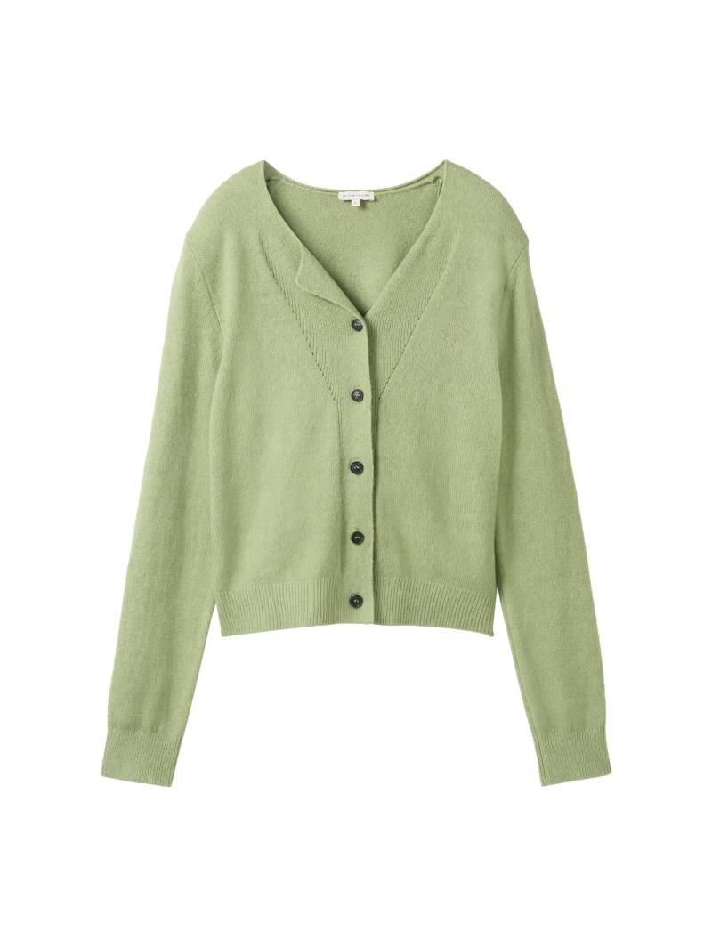 Tom Tailor - Strickjacke mit Wollanteil pure sage melange - Gr. - XXL von Tom Tailor