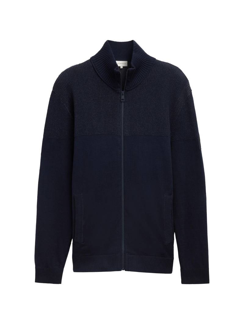 Tom Tailor - Strickjacke mit grob strukturierten Einsätzen sky captain blue - Gr. - L von Tom Tailor