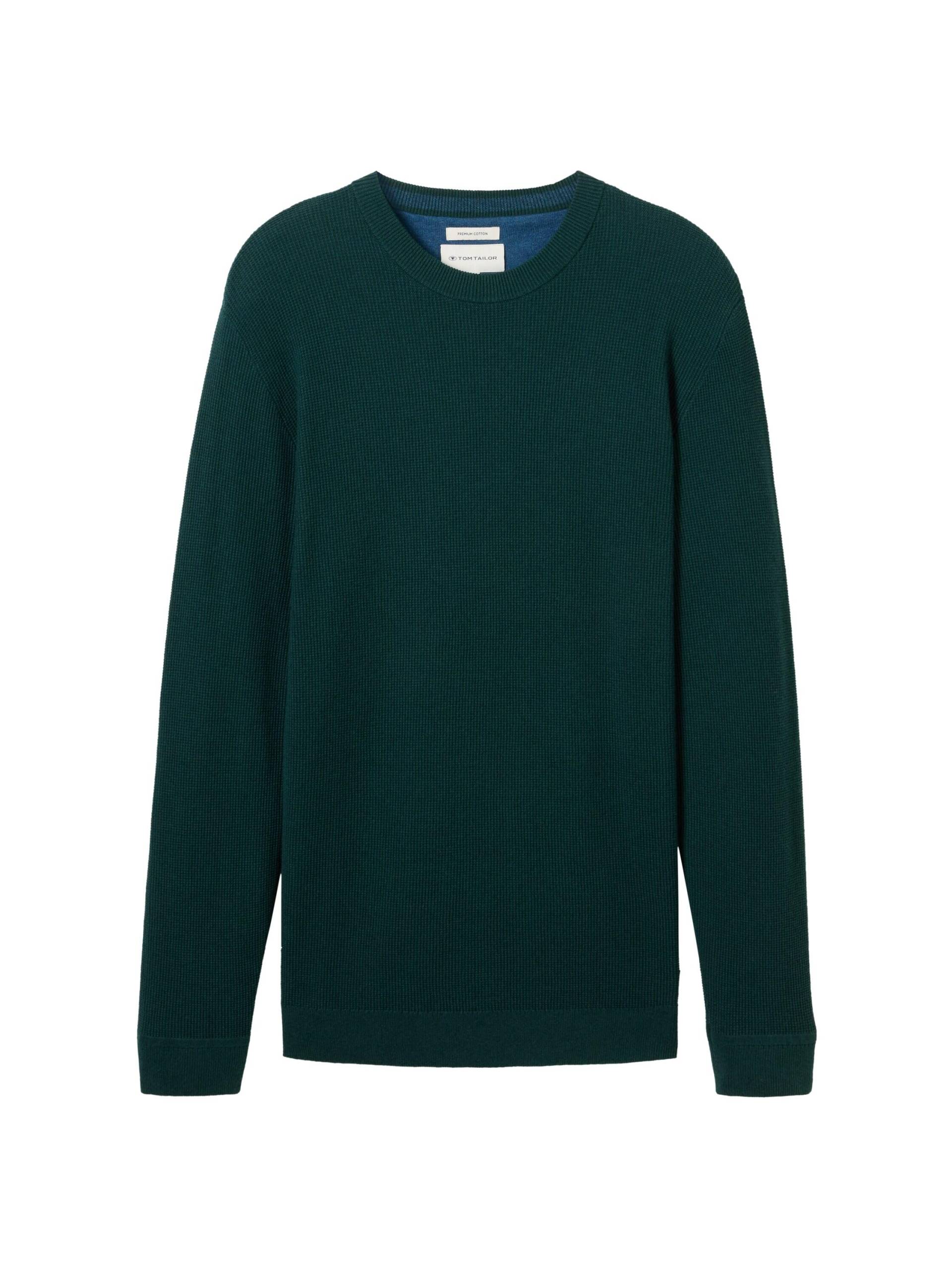 Tom Tailor - Strickpullover aus Baumwolle dark tree green melange - Gr. - XL von Tom Tailor