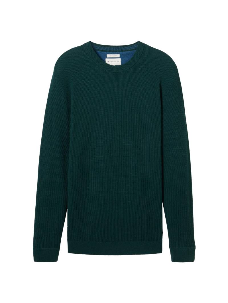 Tom Tailor - Strickpullover aus Baumwolle dark tree green melange - Gr. - XL von Tom Tailor
