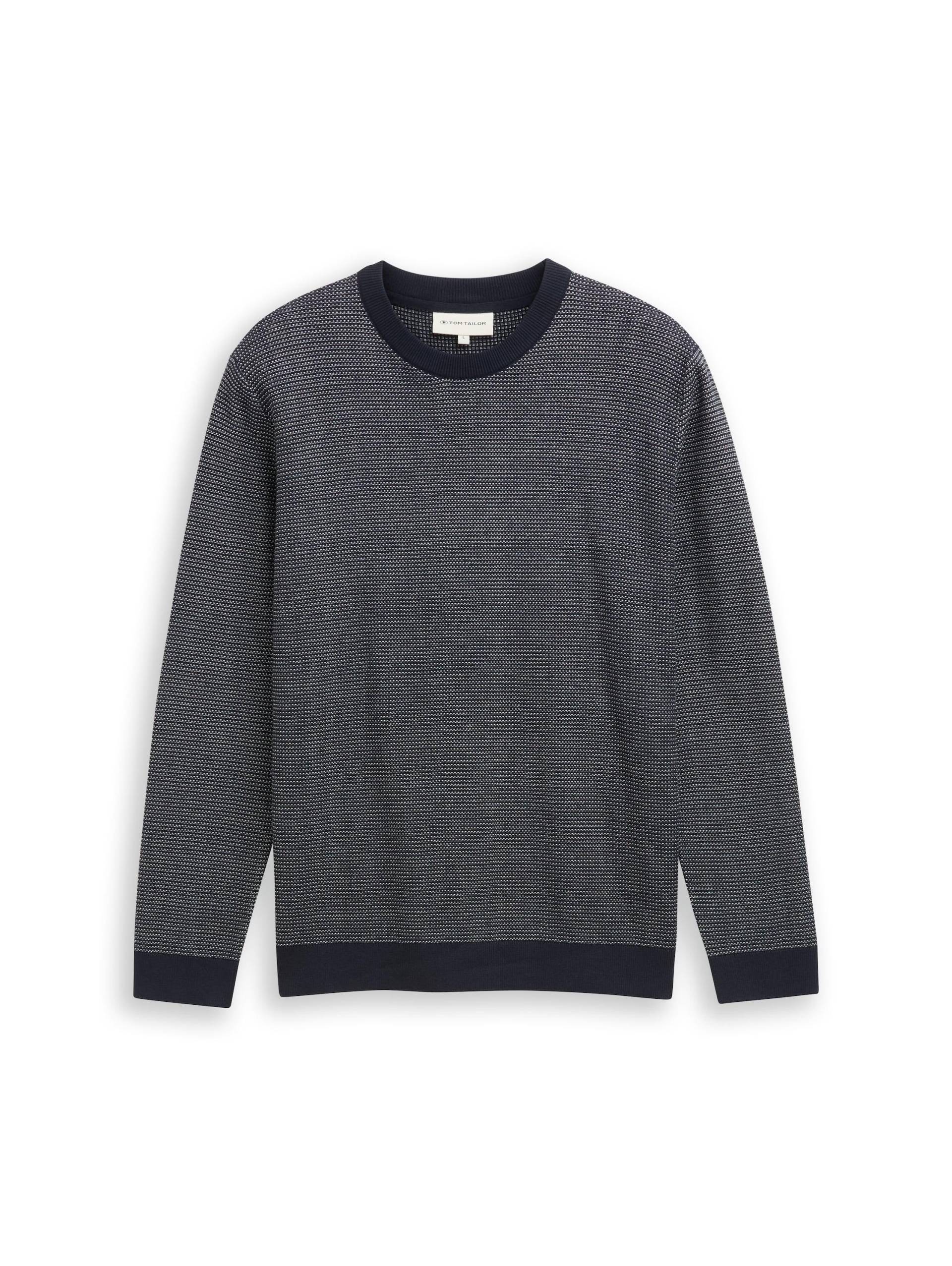 Tom Tailor - Strickpullover aus Baumwolle navy offwhite dot stripe - Gr. - XXXL von Tom Tailor