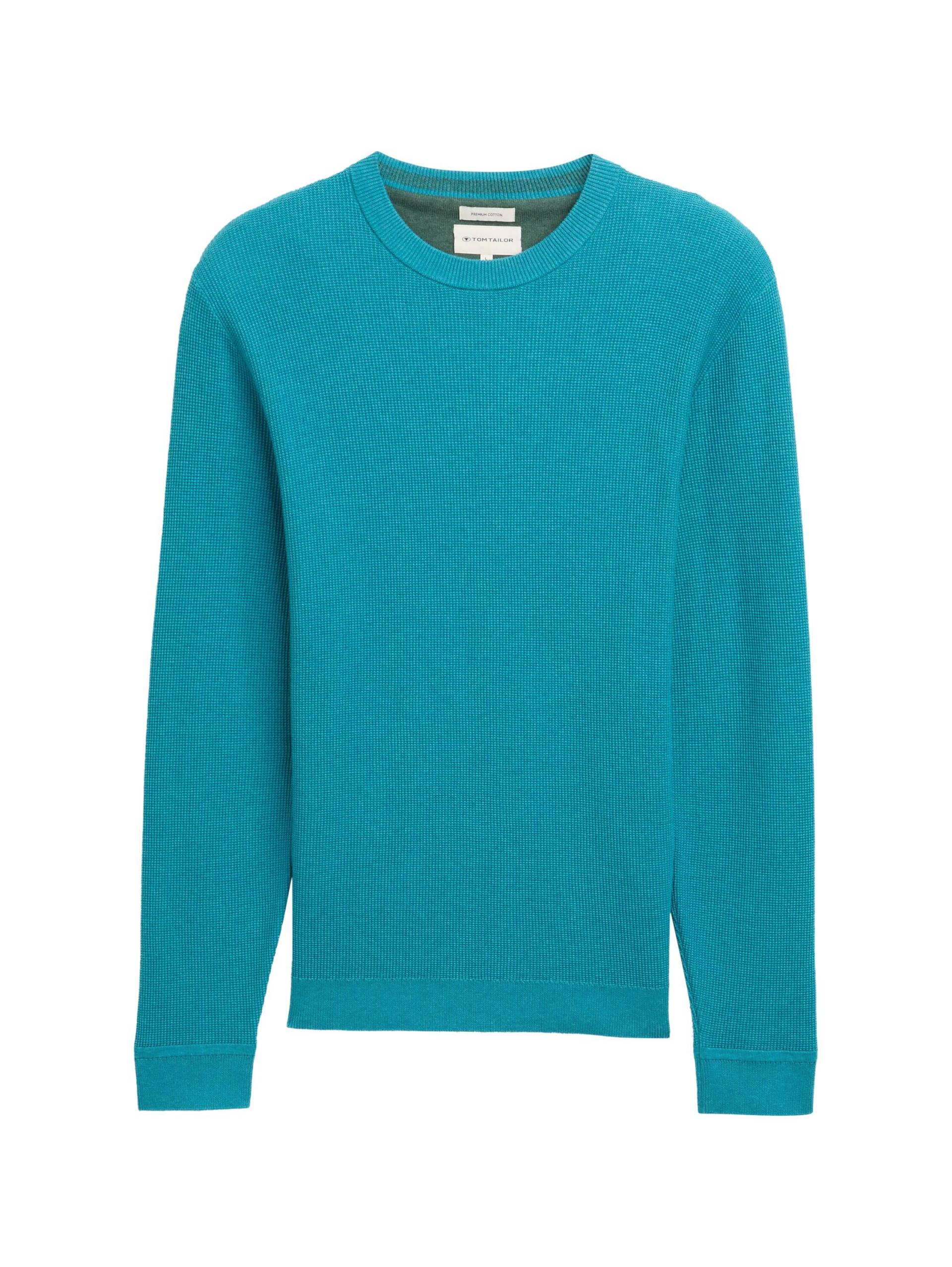Tom Tailor - Strickpullover aus Baumwolle turquoise blue melange - Gr. - XXXL von Tom Tailor