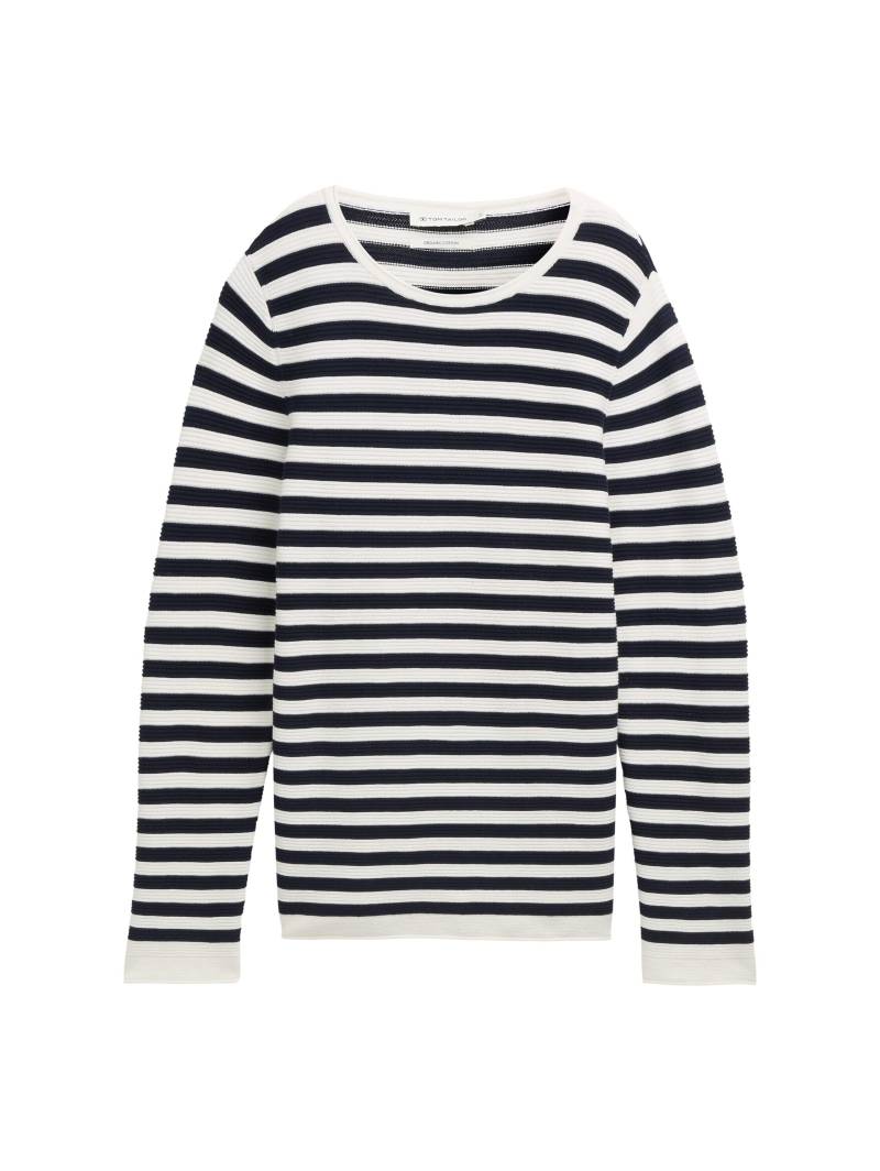 Tom Tailor - Strickpullover aus Bio-Baumwolle dark navy white stripe - Gr. - L von Tom Tailor