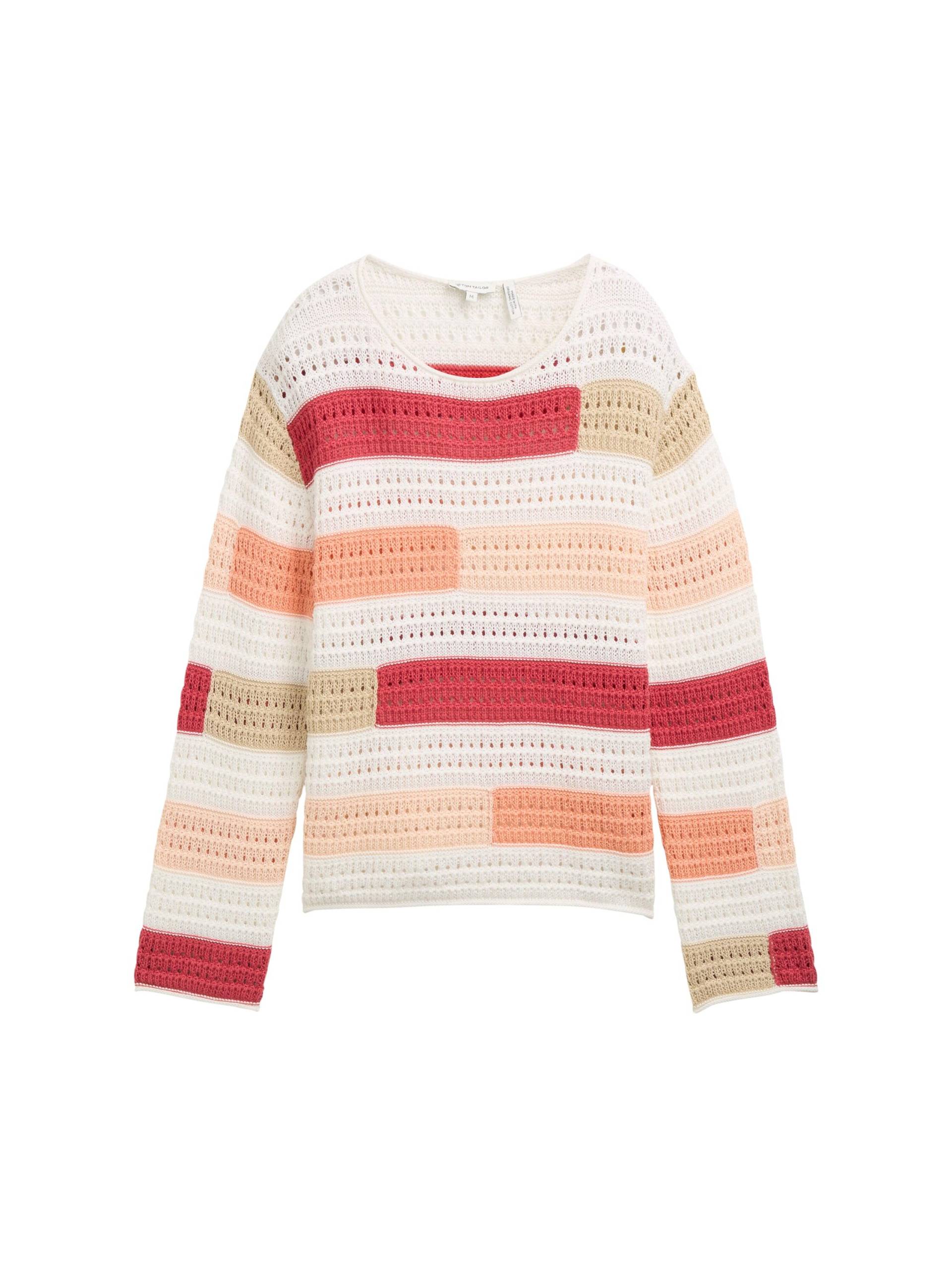Tom Tailor - Strickpullover aus Bio-Baumwolle fresh berry highlight stripe - Gr. - M von Tom Tailor