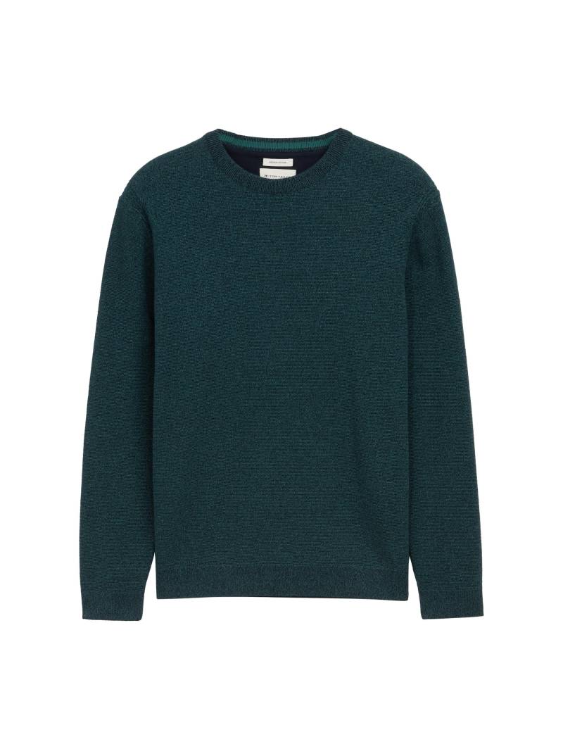 Tom Tailor - Strickpullover aus Bio-Baumwolle jasper green navy twotone - Gr. - XL von Tom Tailor