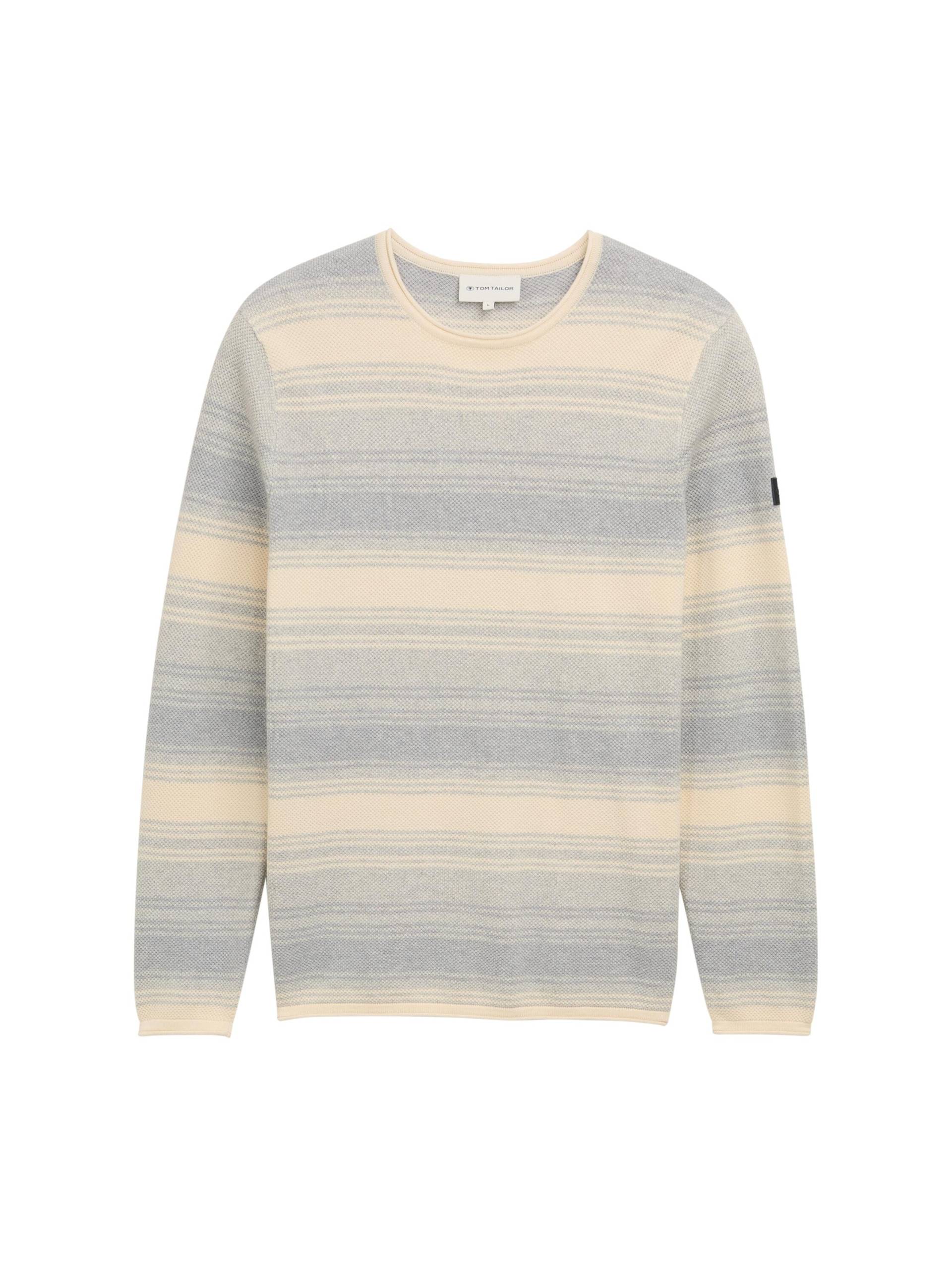 Tom Tailor - Strickpullover im Streifenmuster grey white stripe - Gr. - XL von Tom Tailor
