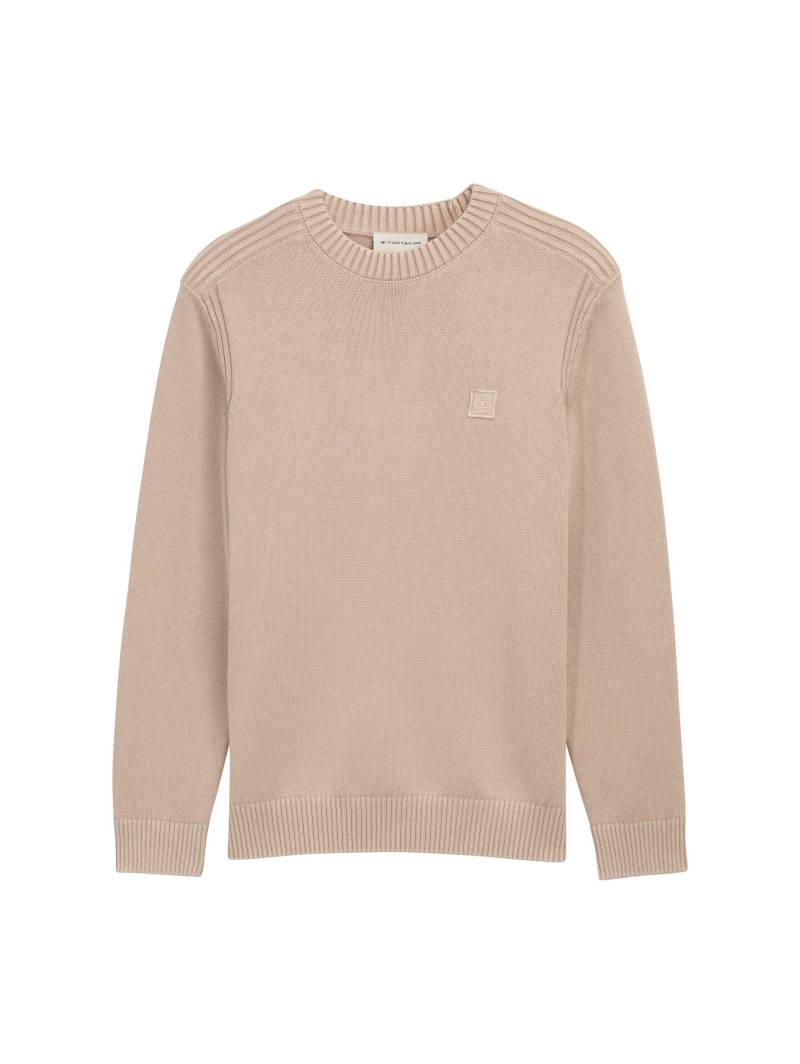 Tom Tailor - Strickpullover im Washed-Look aus Baumwolle light cashmere - Gr. - L von Tom Tailor
