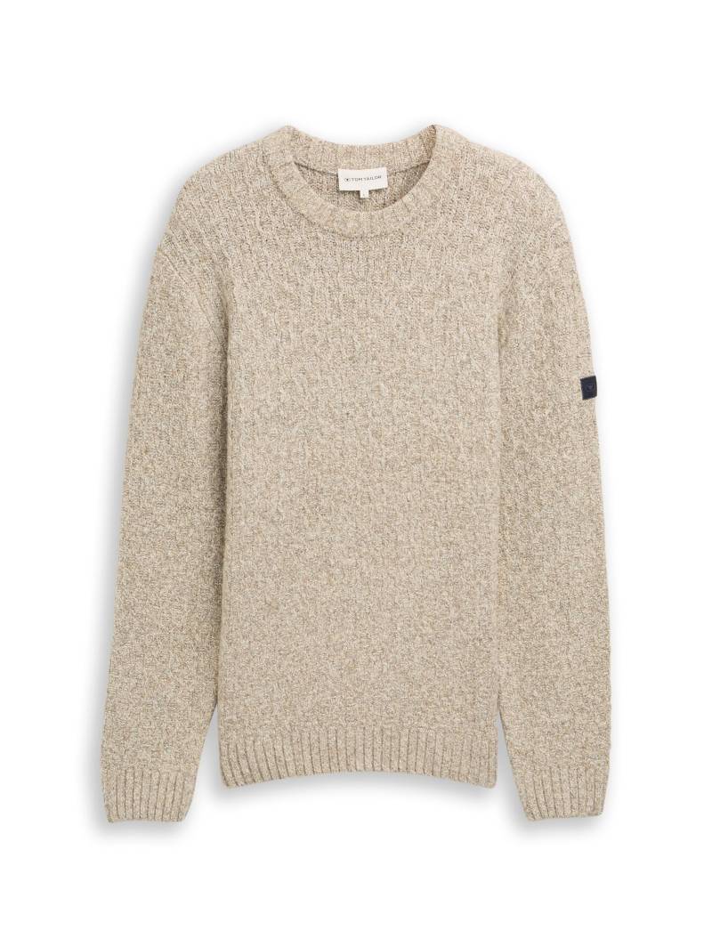 Tom Tailor - Strickpullover in Melange-Optik brown offwhite structure - Gr. - XL von Tom Tailor