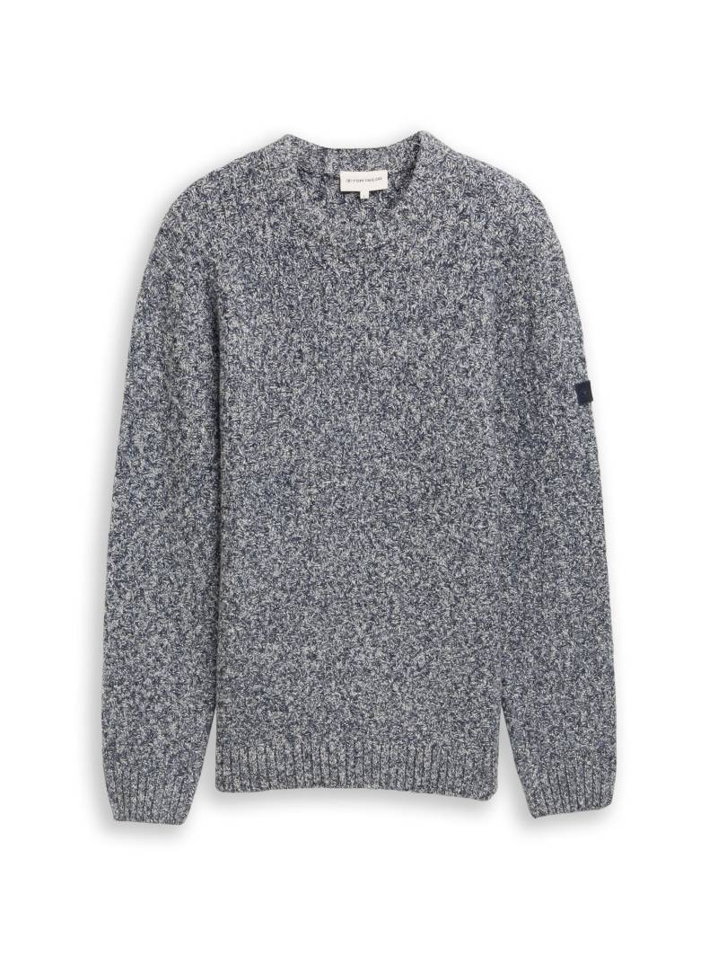 Tom Tailor - Strickpullover in Melange-Optik multicolor blue structure - Gr. - S von Tom Tailor