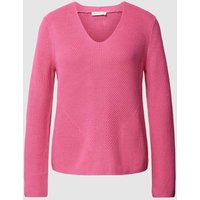 Tom Tailor Strickpullover in unifarbenem Design mit V-Ausschnitt in Pink, Größe XXXL von Tom Tailor