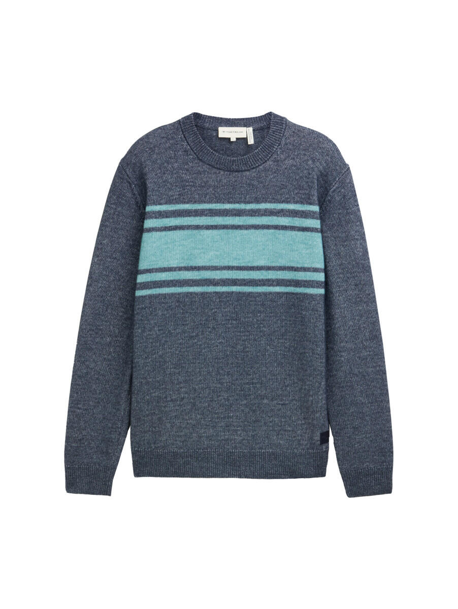 Tom Tailor - Strickpullover mit Colorblock-Streifen blau - Gr. - XXL von Tom Tailor