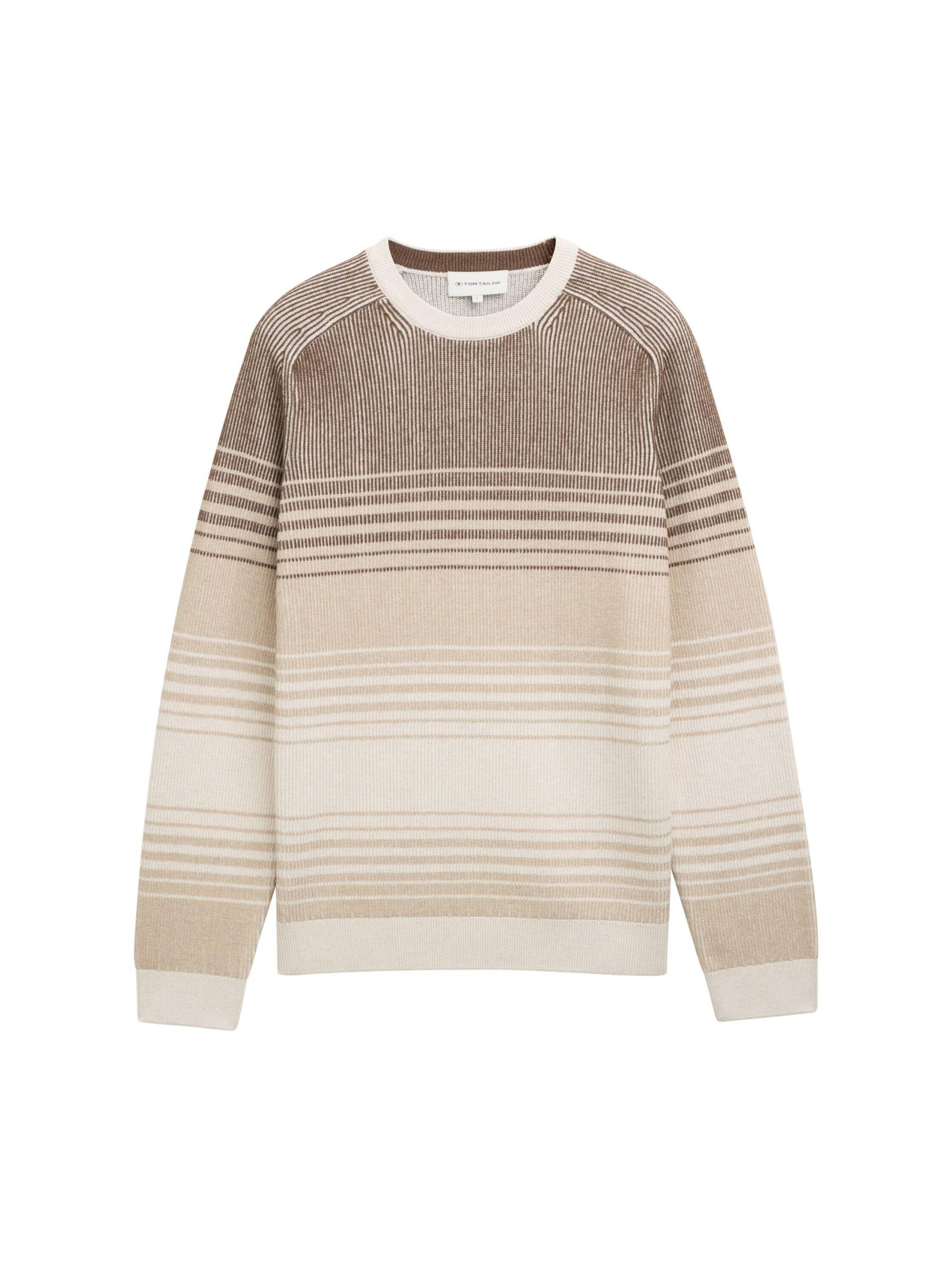 Tom Tailor - Strickpullover mit Farbverlauf brown beige gradient stripe - Gr. - L von Tom Tailor