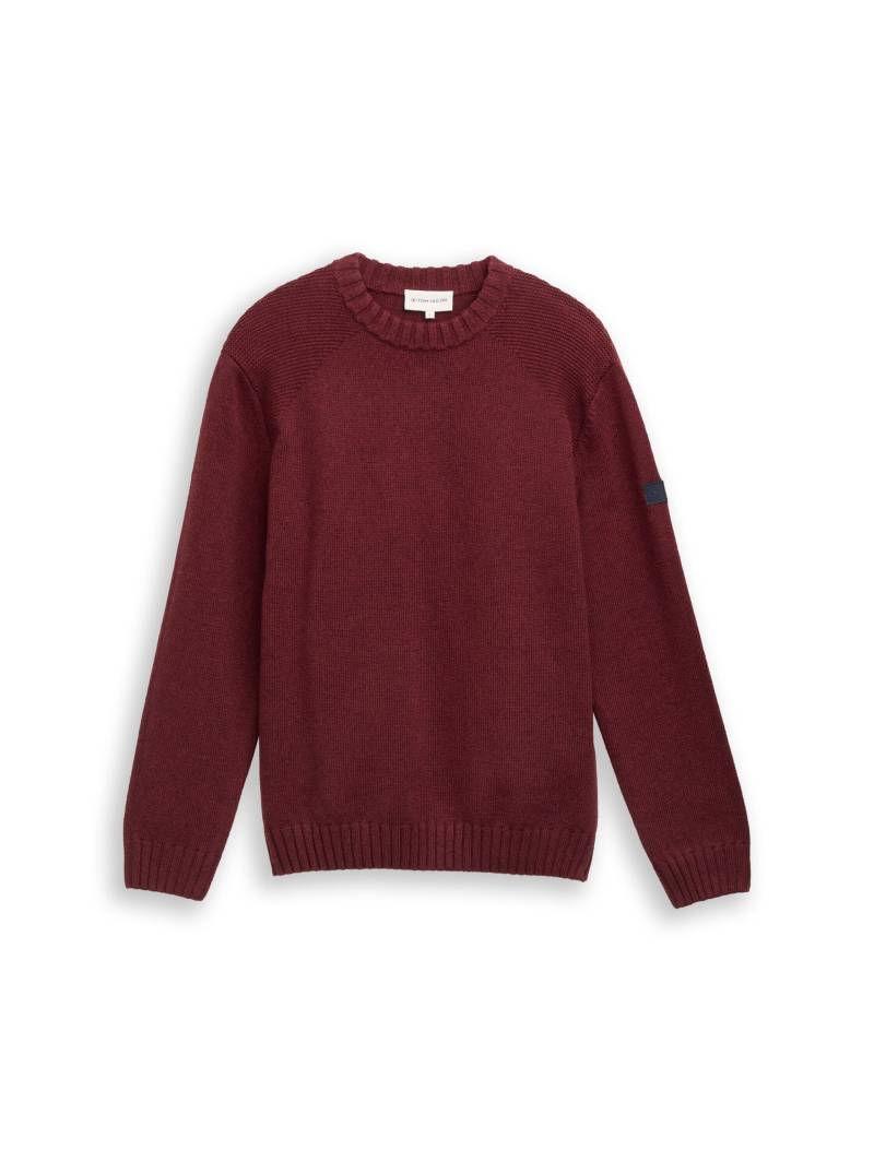 Tom Tailor - Strickpullover mit Ripp-Details bordeaux melange - Gr. - XL von Tom Tailor