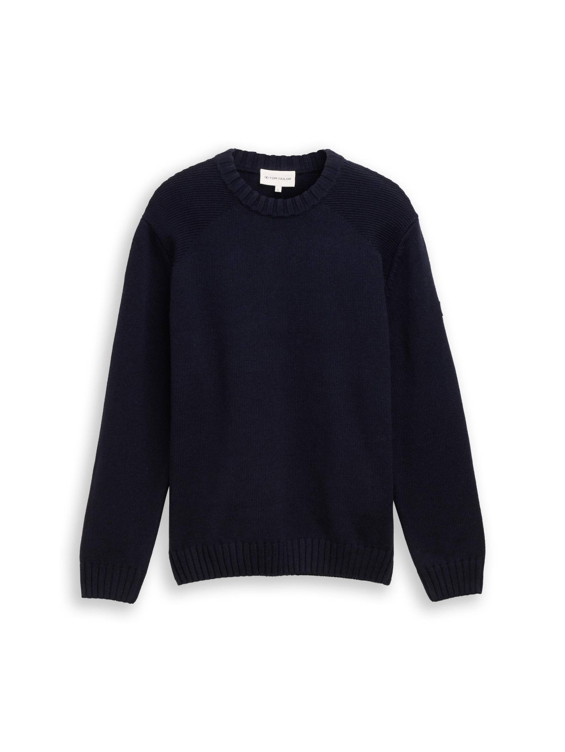 Tom Tailor - Strickpullover mit Ripp-Details knitted navy melange - Gr. - XXL von Tom Tailor