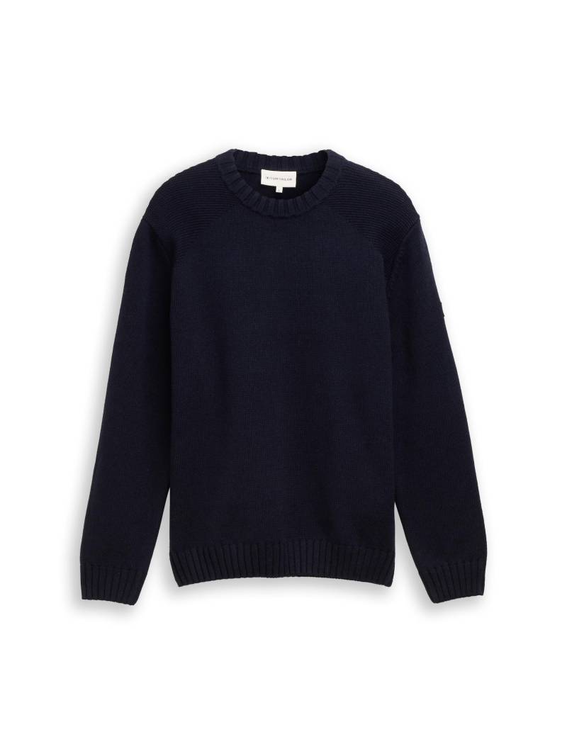 Tom Tailor - Strickpullover mit Ripp-Details knitted navy melange - Gr. - XXL von Tom Tailor