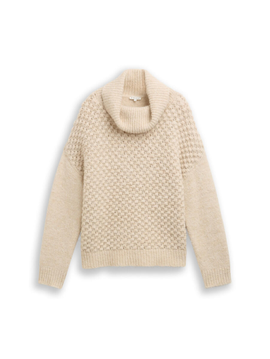 Tom Tailor - Strickpullover mit Rollkragen beige - Gr. - XS von Tom Tailor