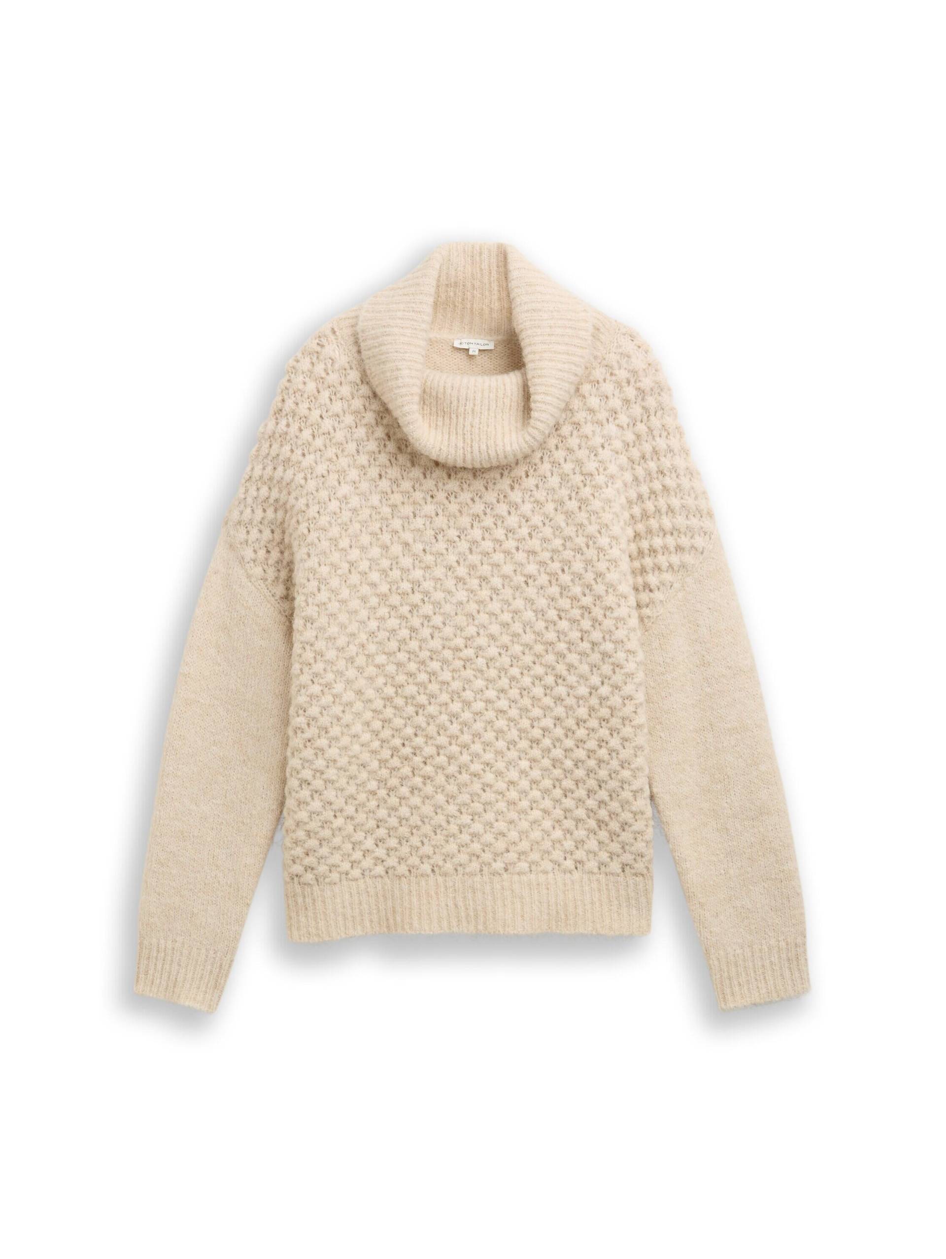 Tom Tailor - Strickpullover mit Rollkragen sand stone beige melange - Gr. - XL von Tom Tailor