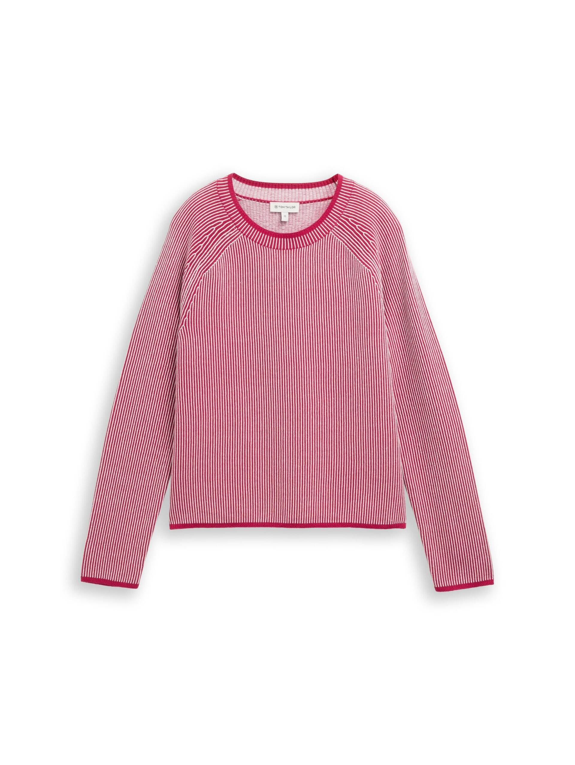 Tom Tailor - Strickpullover mit Rundhalsausschnitt pink plaited knit - Gr. - S von Tom Tailor