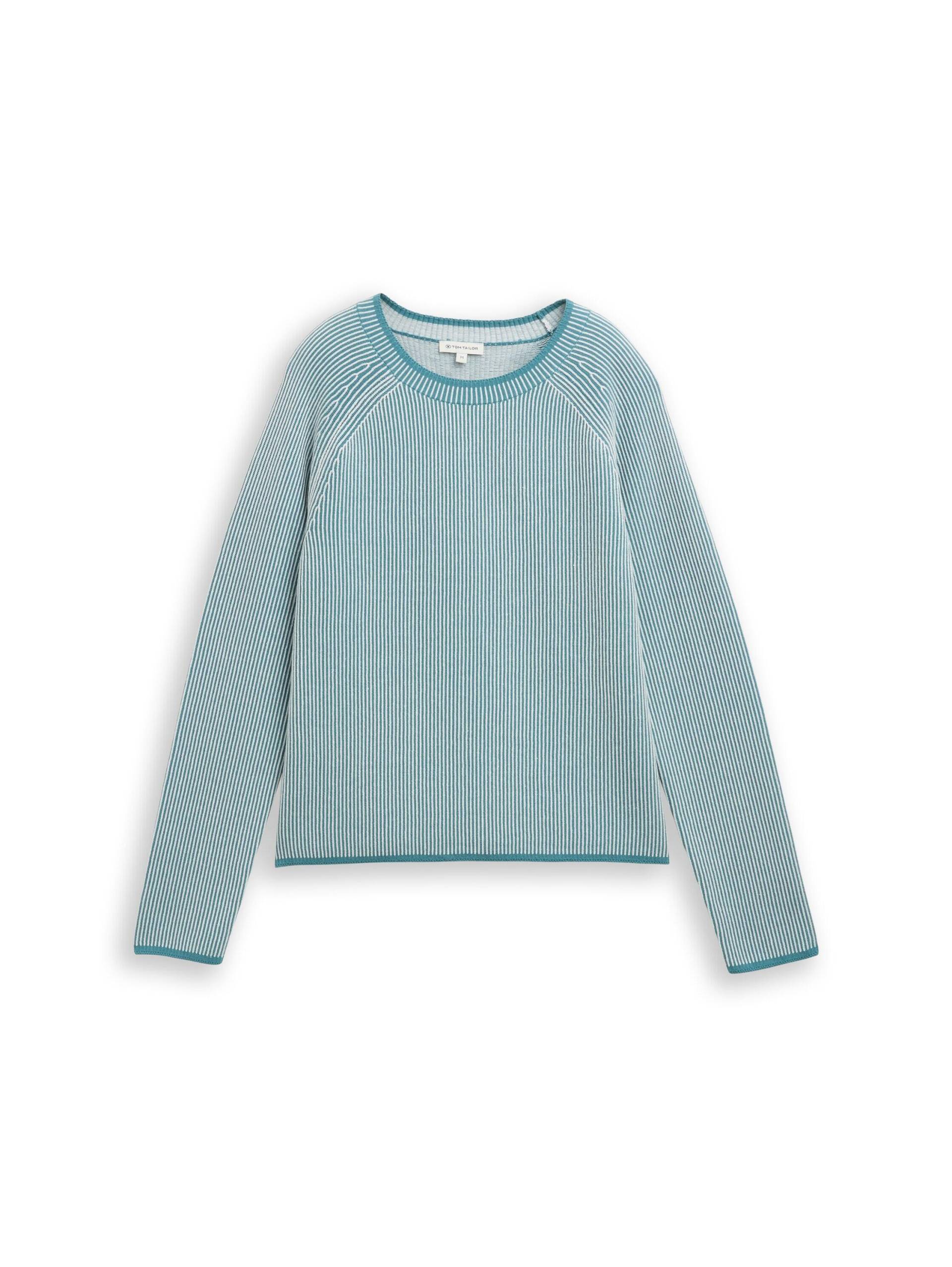 Tom Tailor - Strickpullover mit Rundhalsausschnitt teal plaited knit - Gr. - XXL von Tom Tailor