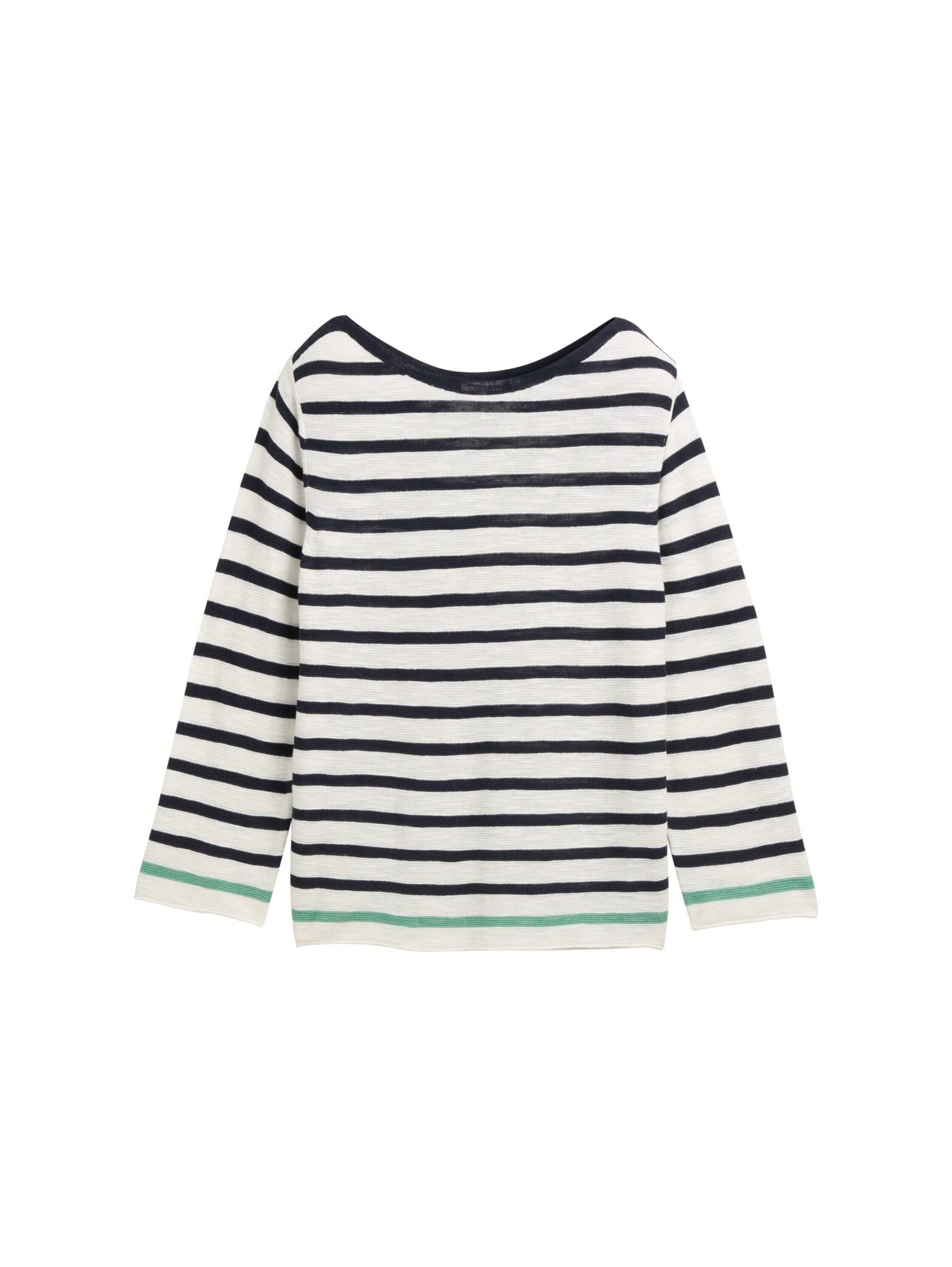 Tom Tailor - Strickpullover mit Streifenmuster offwhite green navy stripe - Gr. - XL von Tom Tailor