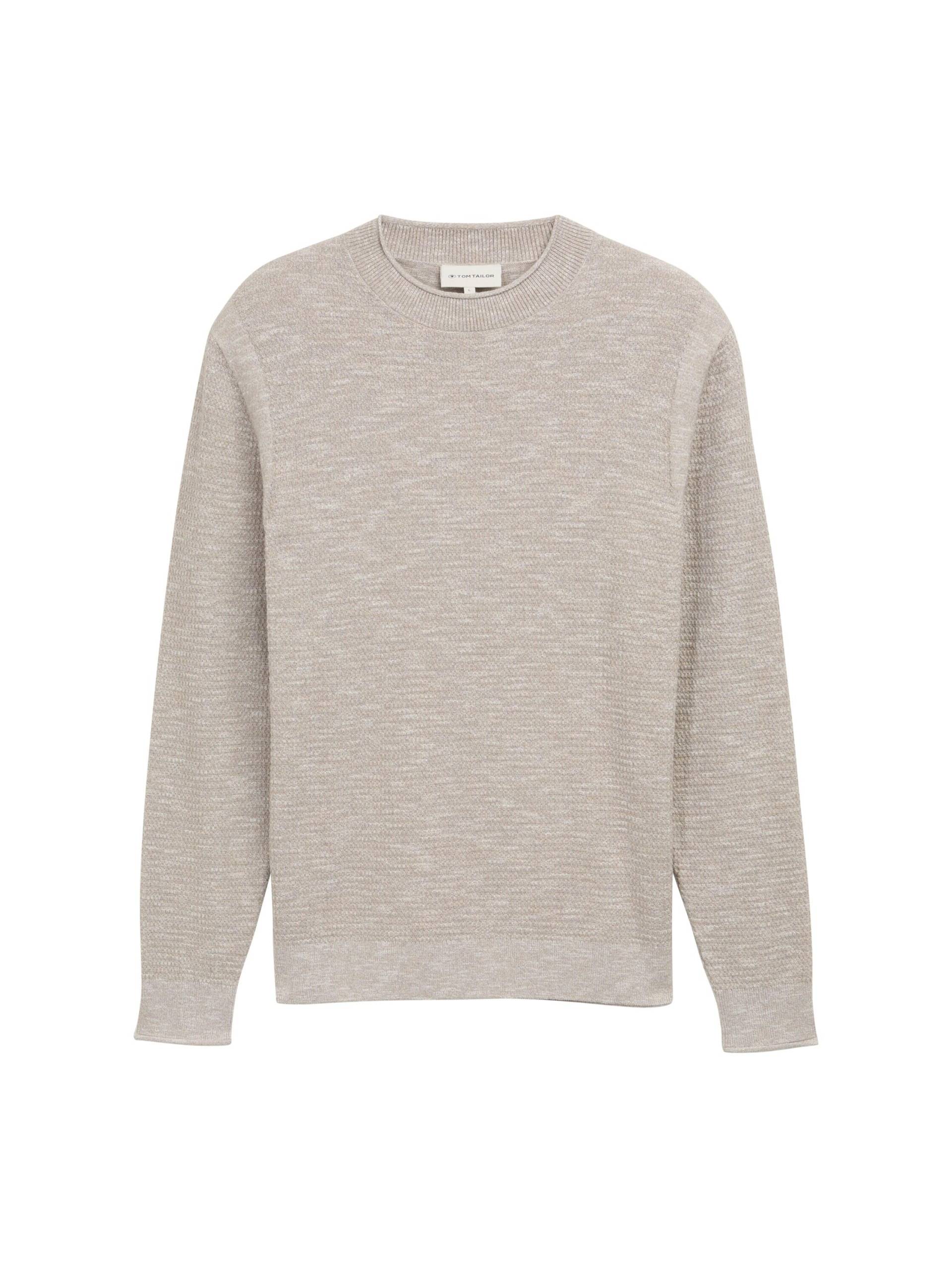 Tom Tailor - Strickpullover mit Struktur beige grey multicolor - Gr. - S von Tom Tailor