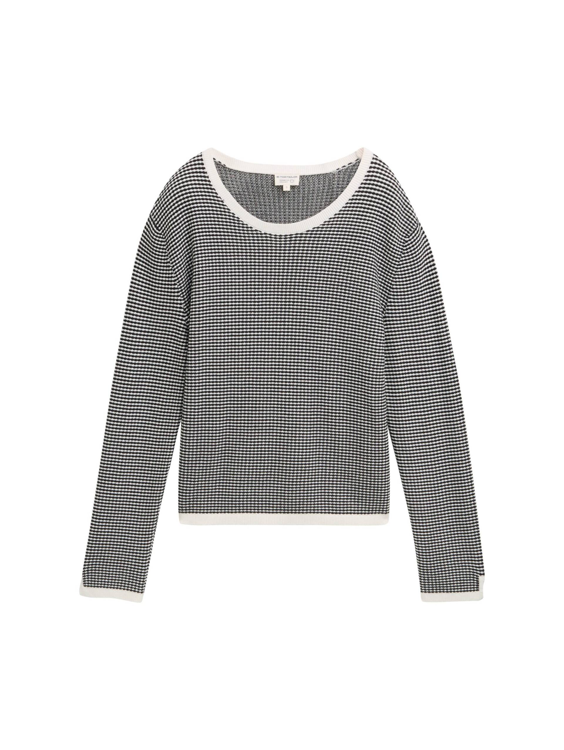 Tom Tailor - Strickpullover mit Struktur black white bubble knit design - Gr. - XXXL von Tom Tailor