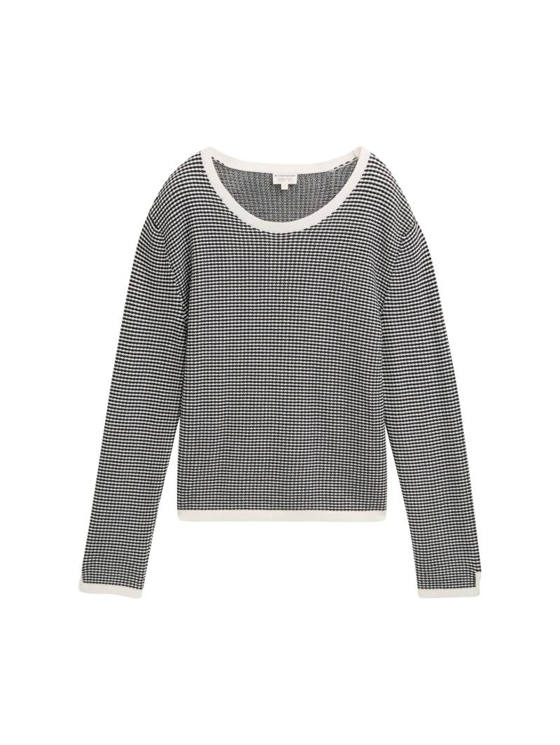 Tom Tailor - Strickpullover mit Struktur black white bubble knit design - Gr. - XXXL von Tom Tailor