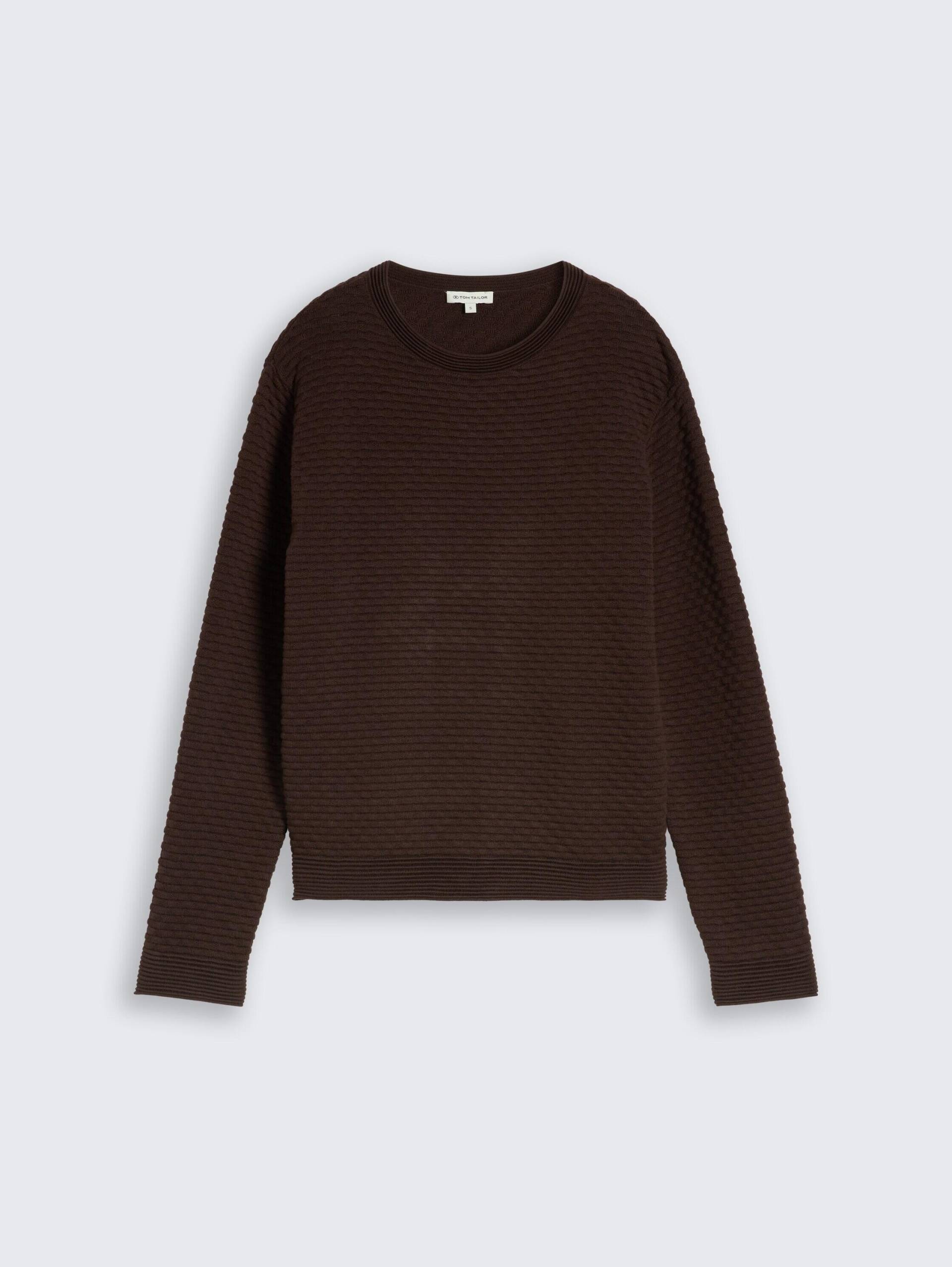 Tom Tailor - Strickpullover mit Struktur java dark brown - Gr. - L von Tom Tailor