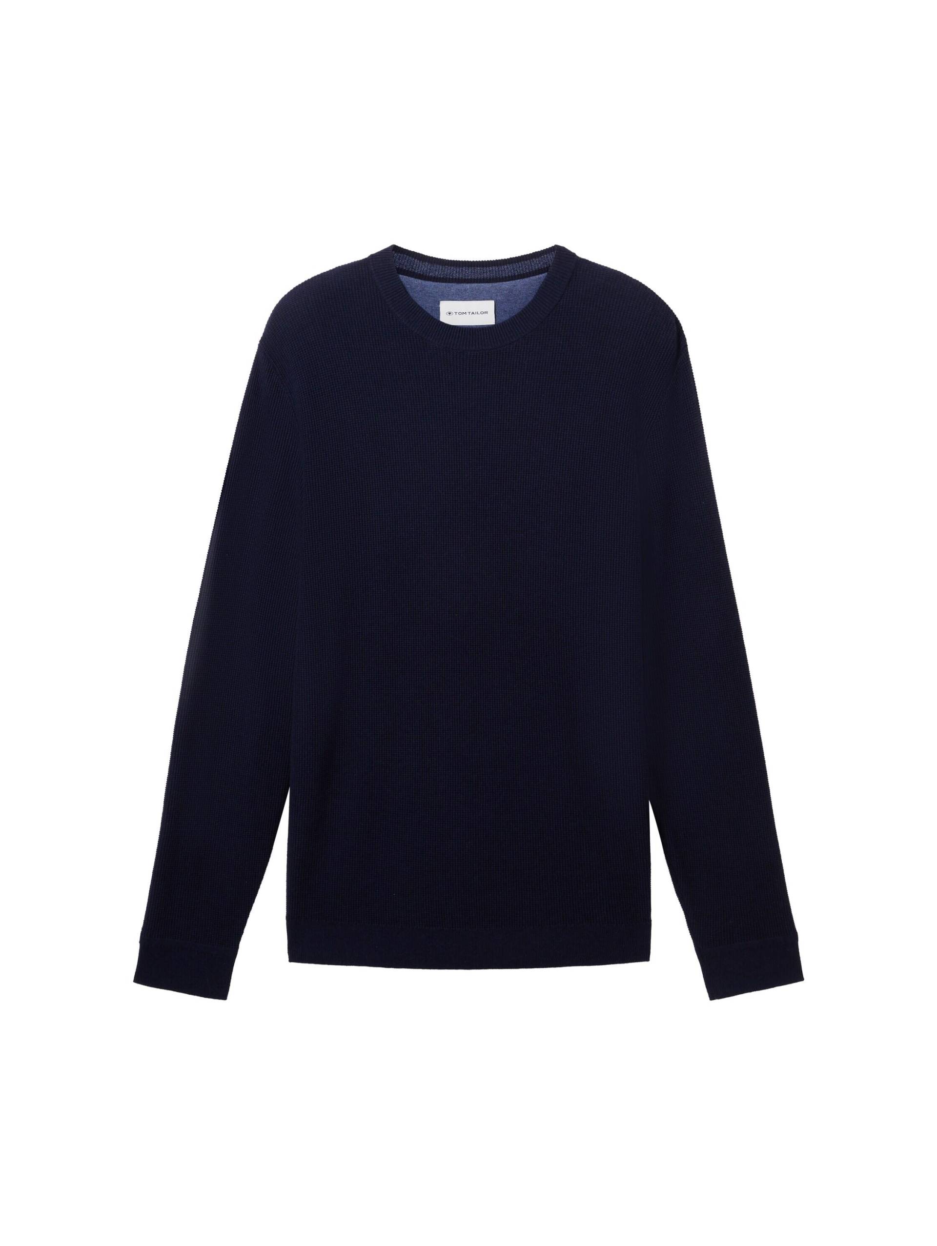 Tom Tailor - Strickpullover mit Struktur knitted navy melange - Gr. - XL von Tom Tailor
