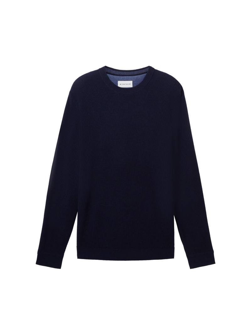 Tom Tailor - Strickpullover mit Struktur knitted navy melange - Gr. - XL von Tom Tailor