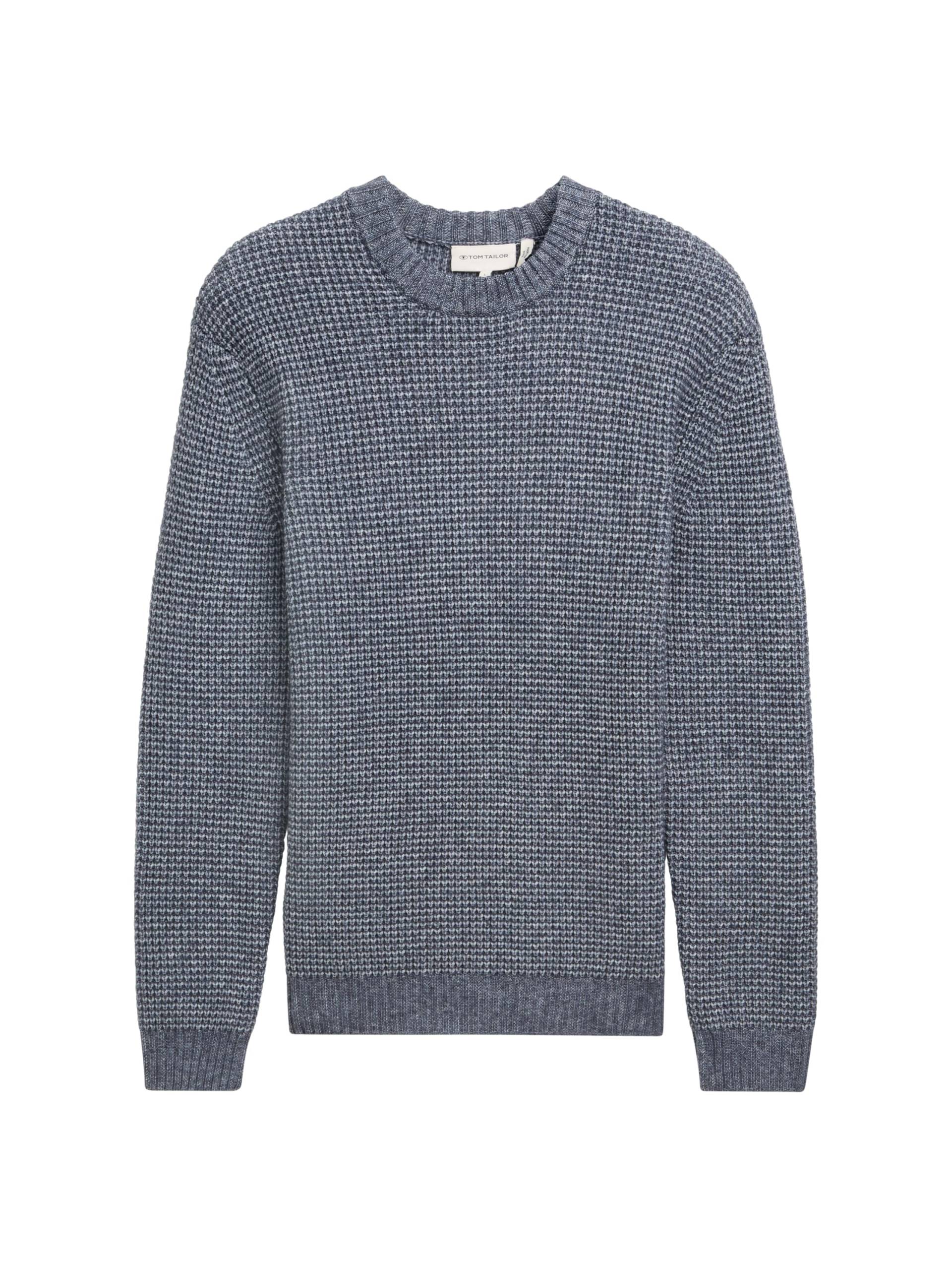 Tom Tailor - Strickpullover mit Struktur navy melange white core - Gr. - M von Tom Tailor
