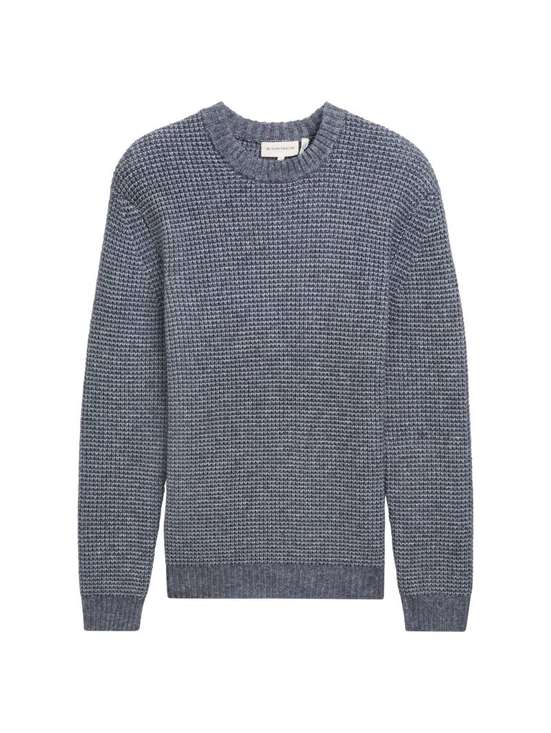 Tom Tailor - Strickpullover mit Struktur navy melange white core - Gr. - M von Tom Tailor