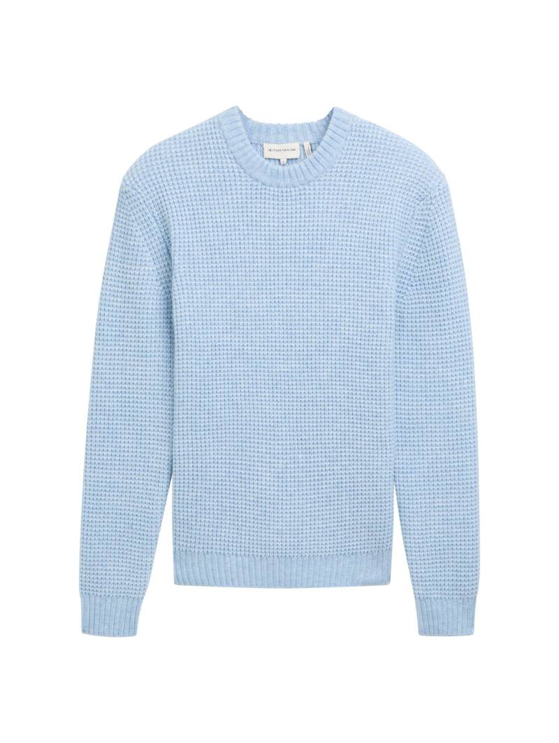 Tom Tailor - Strickpullover mit Struktur sky blue melange white core - Gr. - XXL von Tom Tailor
