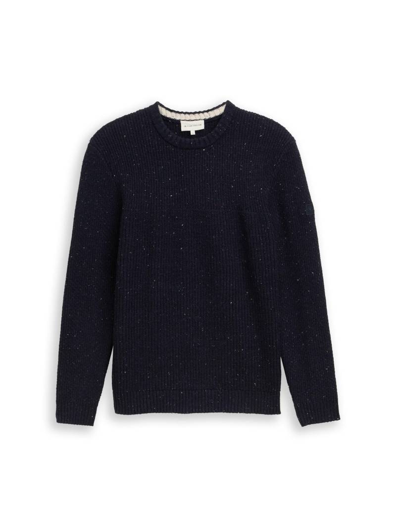 Tom Tailor - Strickpullover mit Strukturmix navy melange multi neps - Gr. - S von Tom Tailor