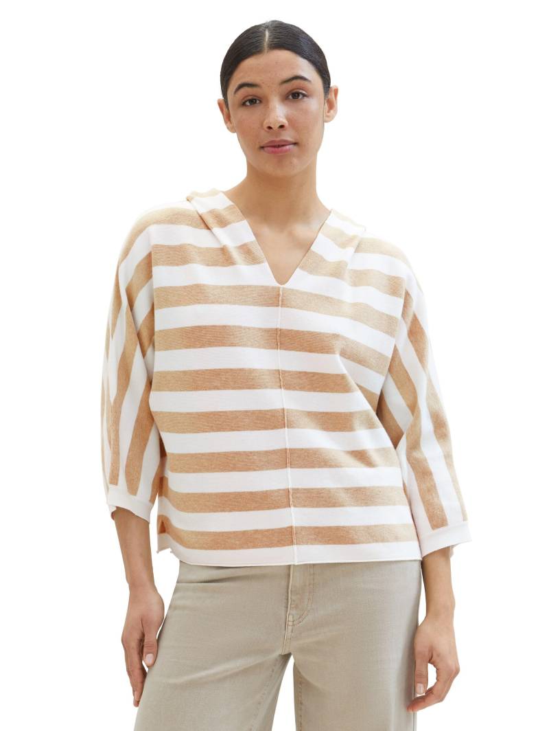 Tom Tailor - Strickpullover mit Tencel™ Lyocell beige melange knit stripe - Gr. - XXL von Tom Tailor