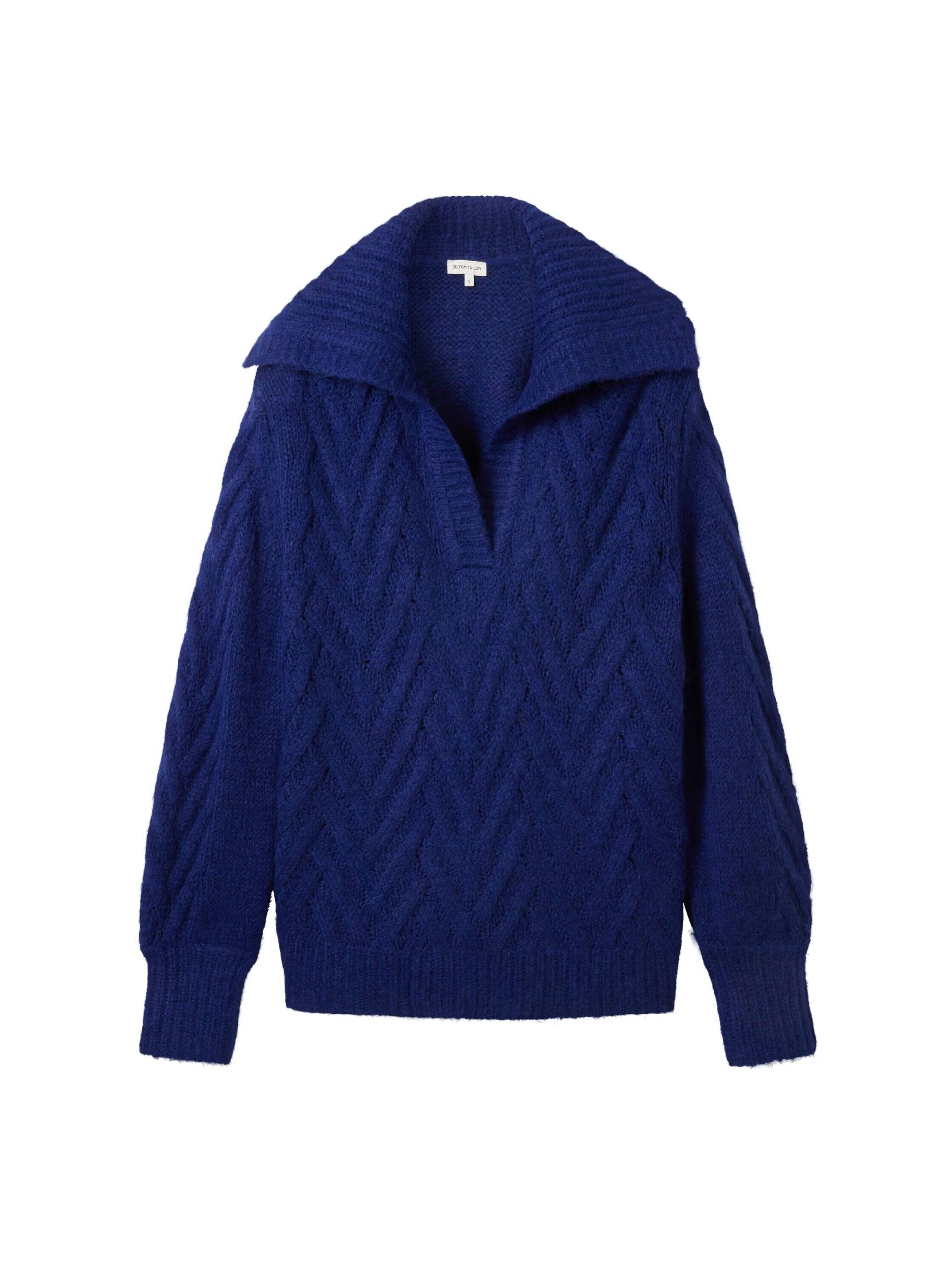 Tom Tailor - Strickpullover mit Troyer Kragen crest blue melange - Gr. - XL von Tom Tailor
