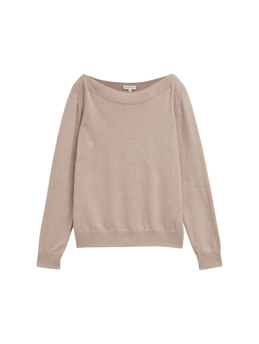 Tom Tailor - Strickpullover mit U-Boot-Ausschnitt braun - Gr. - L von Tom Tailor