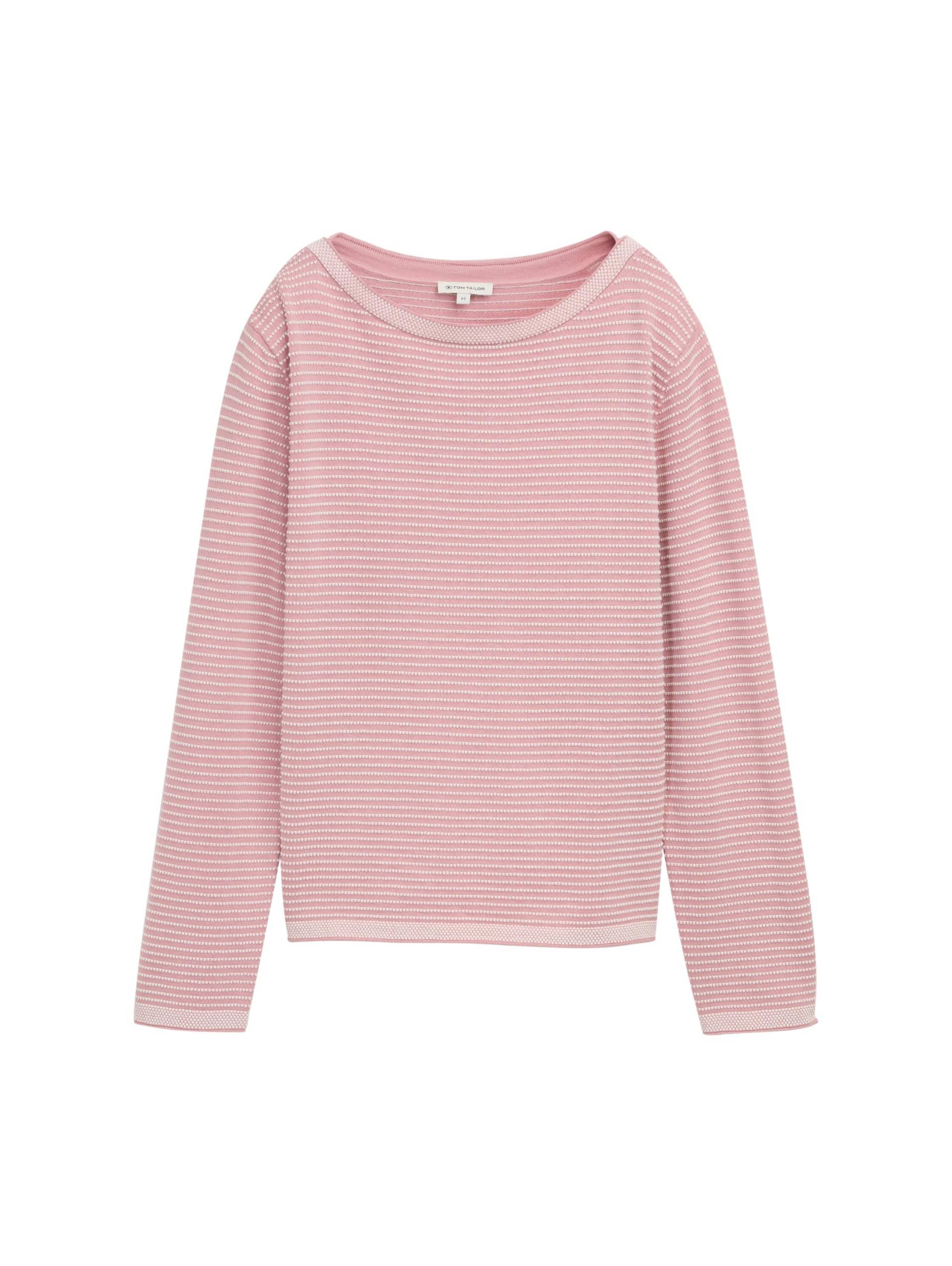 Tom Tailor - Strickpullover mit U-Boot-Ausschnitt rose bubble knit stripe - Gr. - XXXL von Tom Tailor