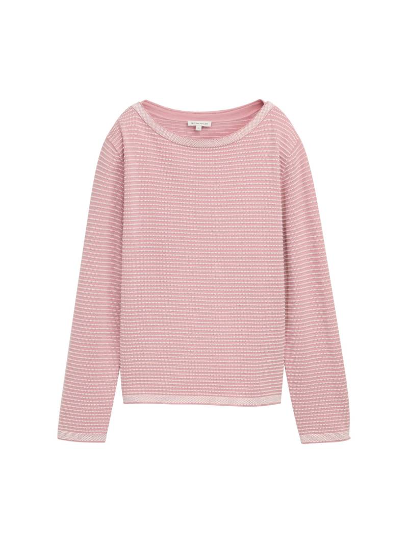Tom Tailor - Strickpullover mit U-Boot-Ausschnitt rose bubble knit stripe - Gr. - XXXL von Tom Tailor