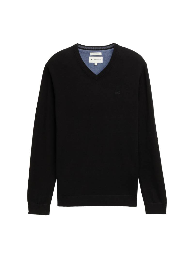 Tom Tailor - Strickpullover mit V-Ausschnitt black - Gr. - XL von Tom Tailor