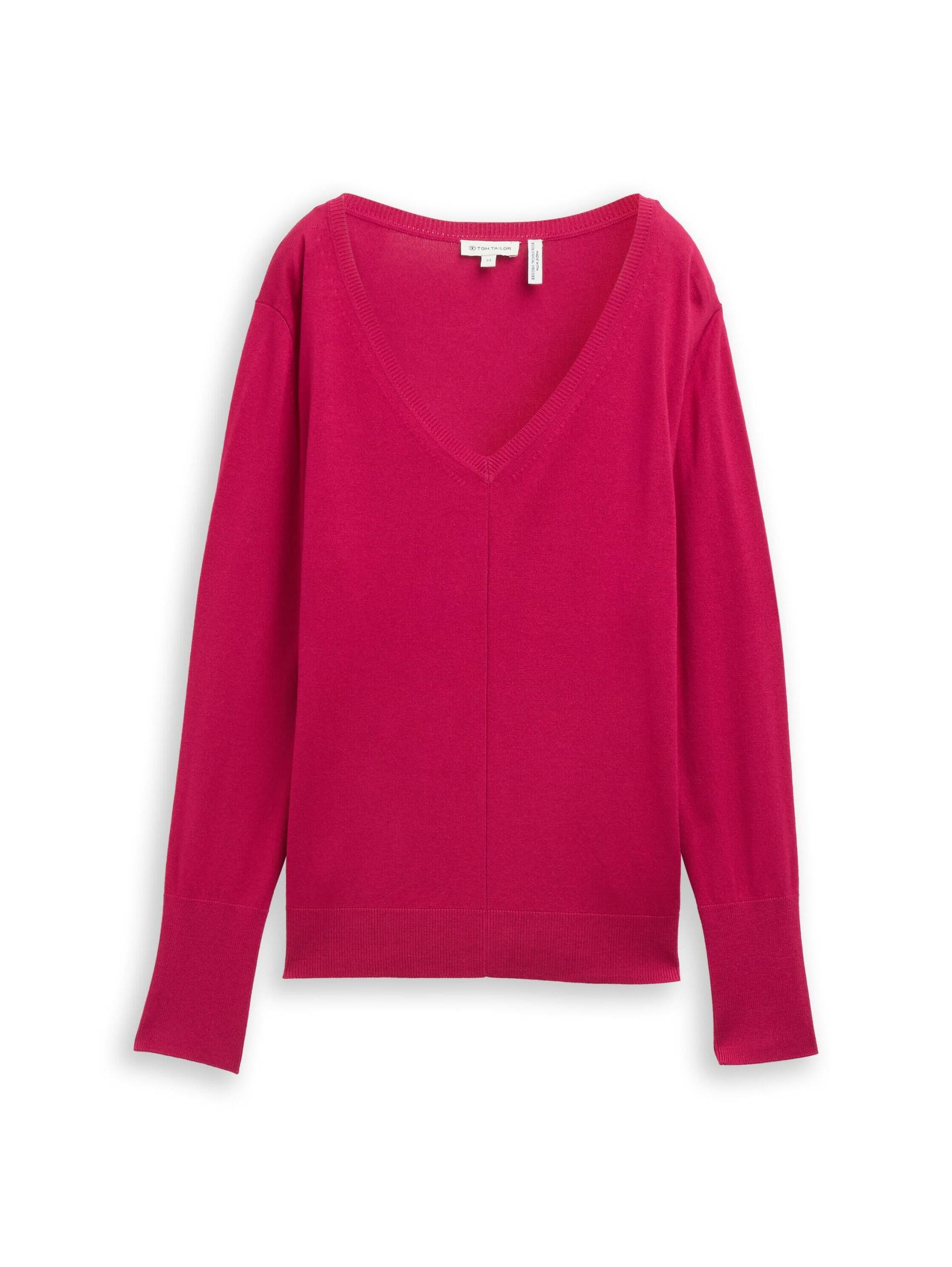 Tom Tailor - Strickpullover mit V-Ausschnitt cherry granita - Gr. - L von Tom Tailor