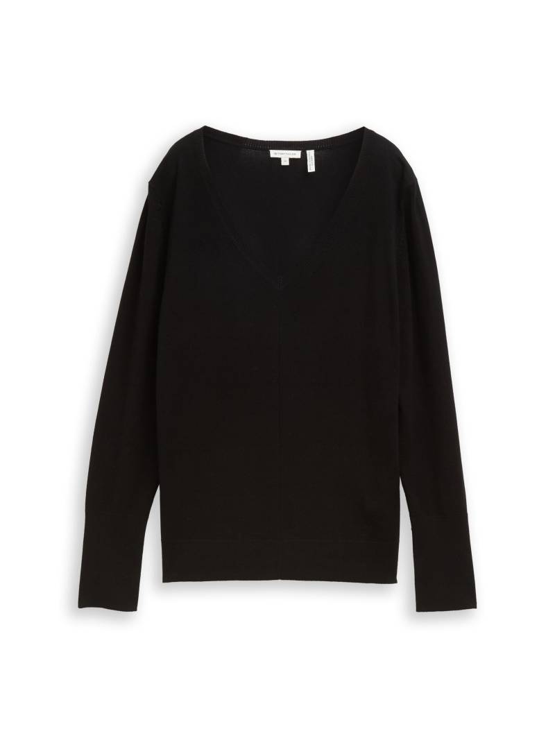 Tom Tailor - Strickpullover mit V-Ausschnitt deep black - Gr. - XXXL von Tom Tailor