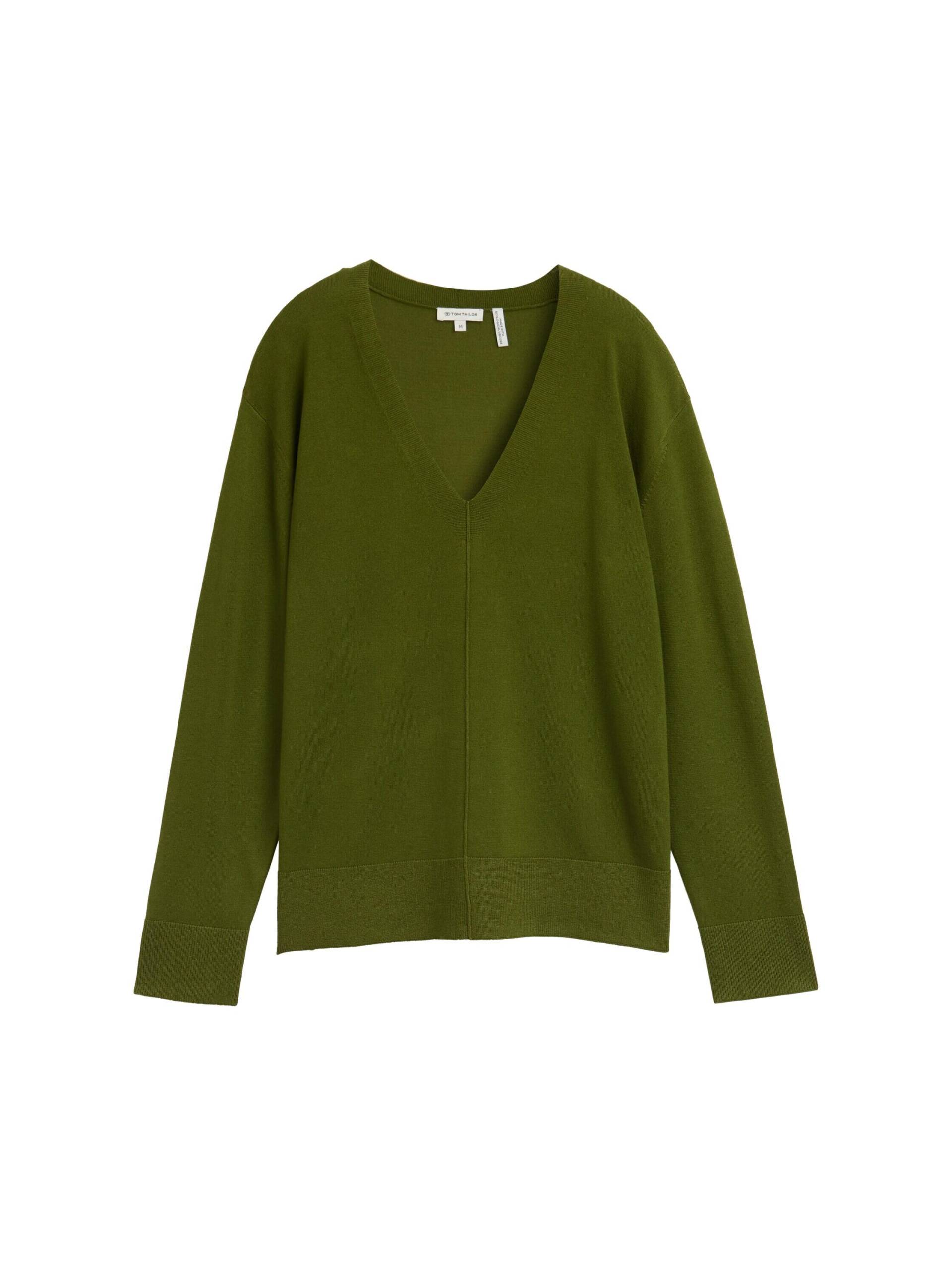Tom Tailor - Strickpullover mit V-Ausschnitt deep ivy green - Gr. - XXXL von Tom Tailor
