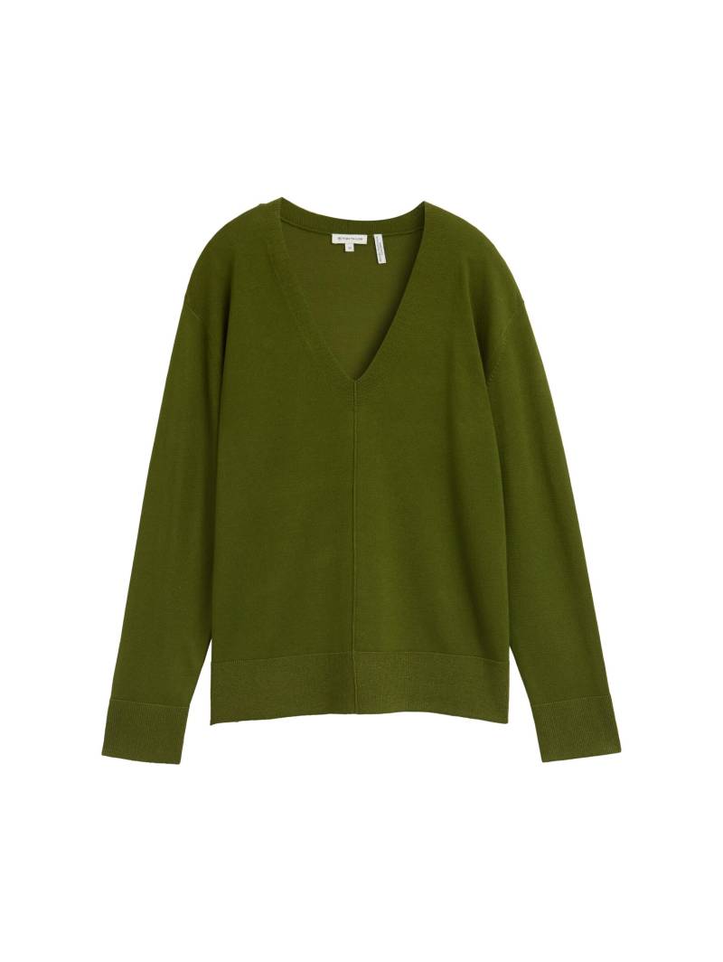 Tom Tailor - Strickpullover mit V-Ausschnitt deep ivy green - Gr. - XXXL von Tom Tailor