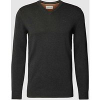 Tom Tailor Regular Fit Strickpullover aus reiner Baumwolle mit V-Ausschnitt in Anthrazit, Größe XXL von Tom Tailor