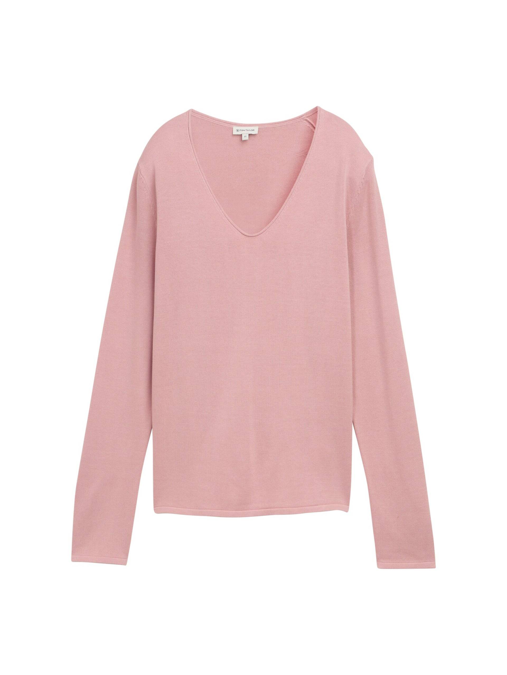 Tom Tailor - Strickpullover mit V-Ausschnitt morning pink - Gr. - M von Tom Tailor