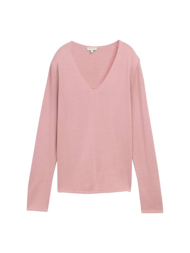 Tom Tailor - Strickpullover mit V-Ausschnitt morning pink - Gr. - XL von Tom Tailor